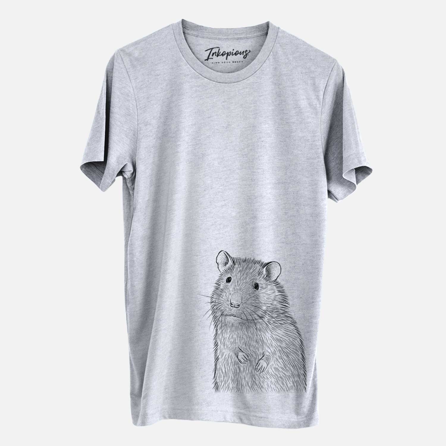 Hand-drawn sketch of Rizzo the Rat on a Grey Unisex crewneck