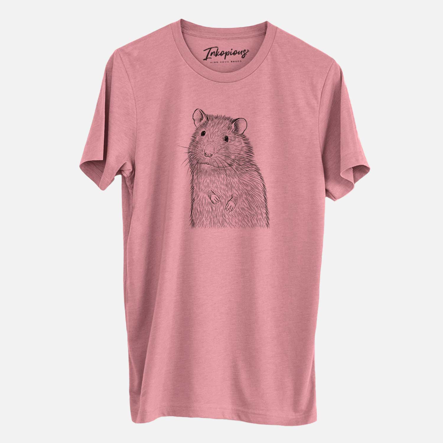 Hand-drawn sketch of Rizzo the Rat on a Mauve Unisex crewneck
