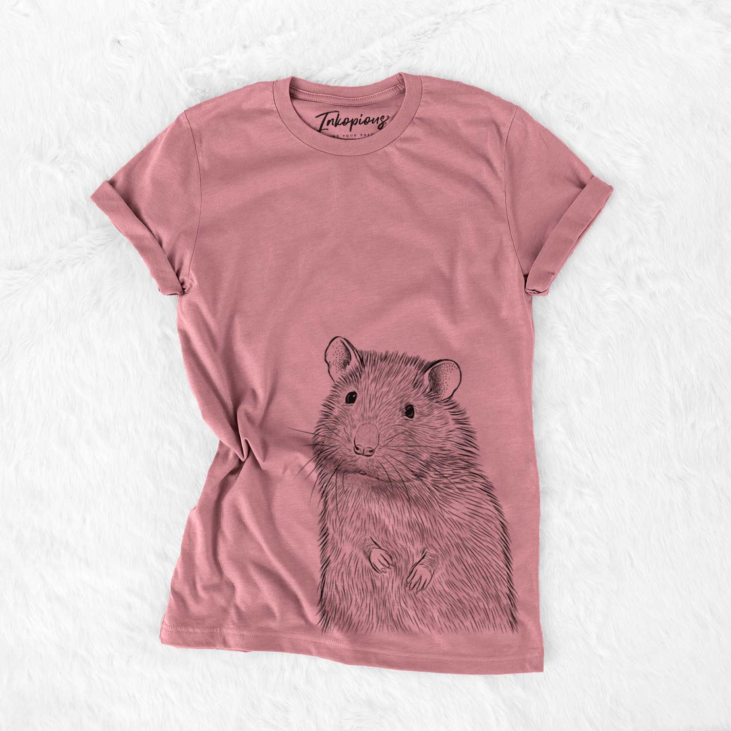 Hand-drawn sketch of Rizzo the Rat on a Mauve Unisex crewneck