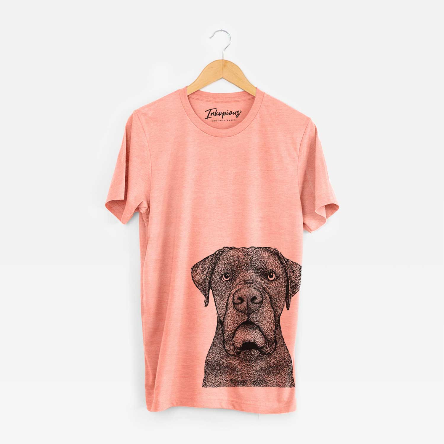 Hand-drawn sketch of Rocco the Cane Corso on a Sunset Bella Canvas Unisex Crewneck