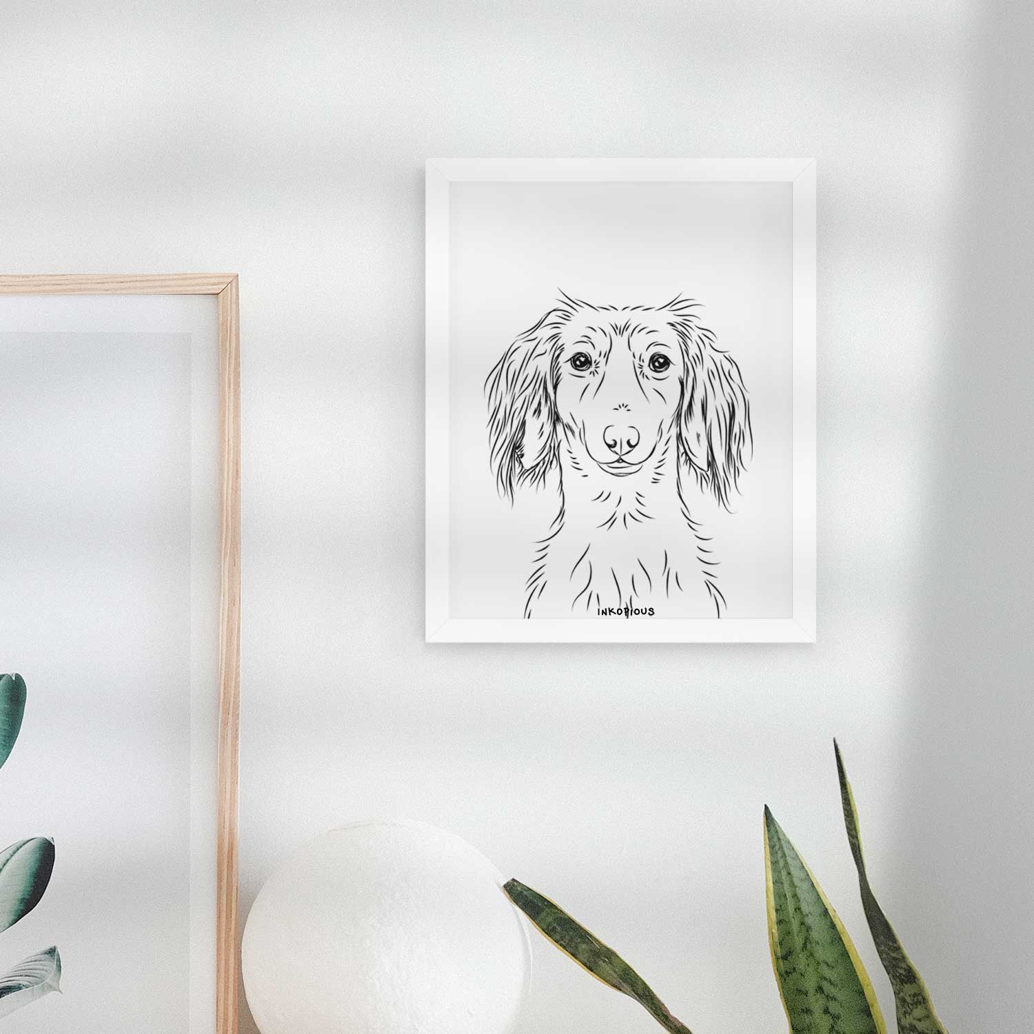 Roux the Long Haired Dachshund Art Print