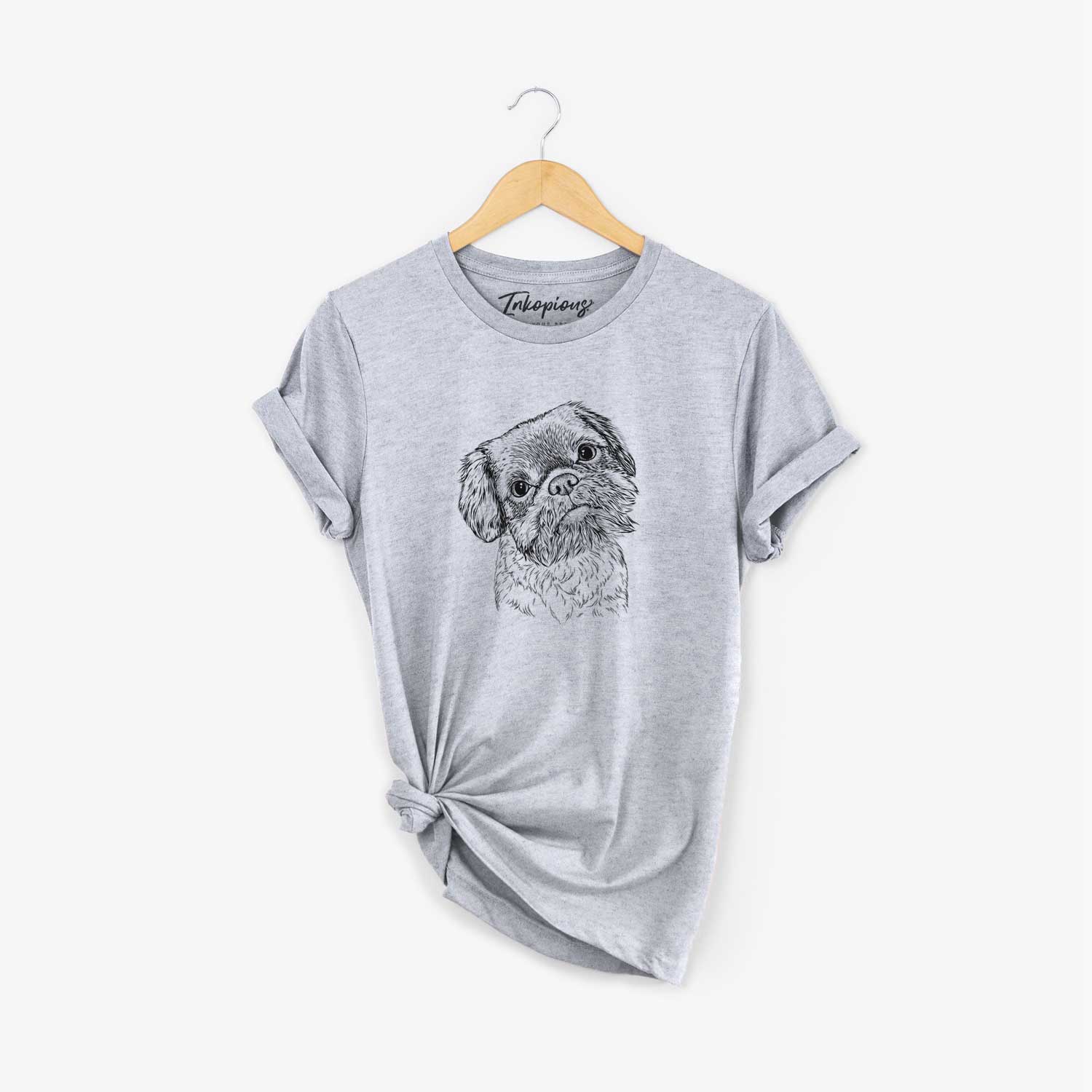 Hand-drawn sketch of Rufus the Shiffon on a Grey Unisex crewneck