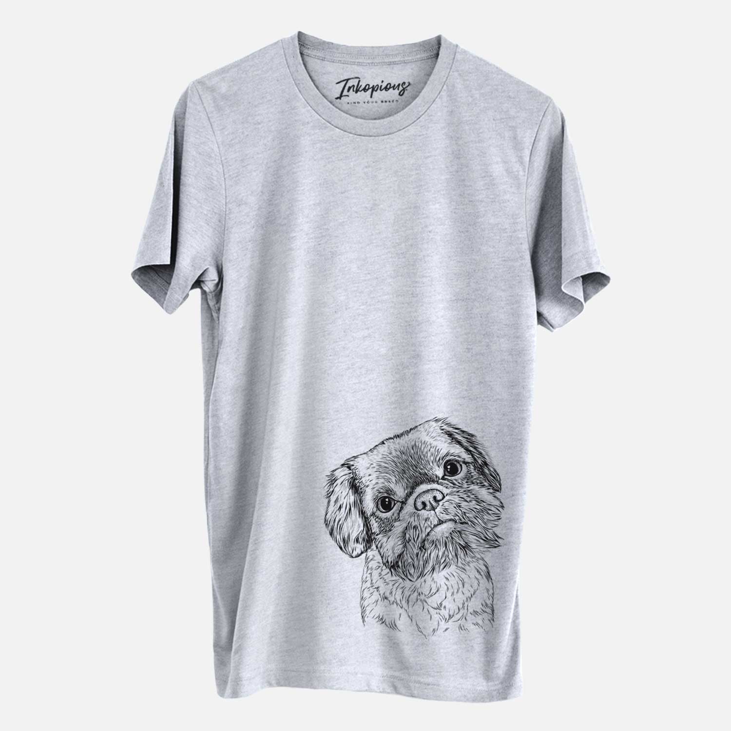 Hand-drawn sketch of Rufus the Shiffon on a Grey Unisex crewneck