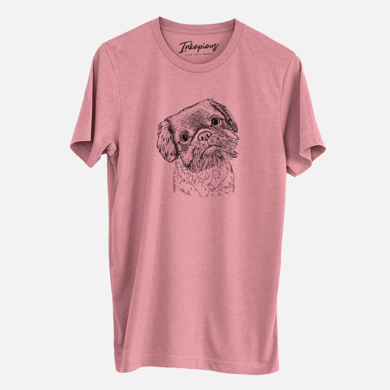 Hand-drawn sketch of Rufus the Shiffon on a Mauve Unisex crewneck