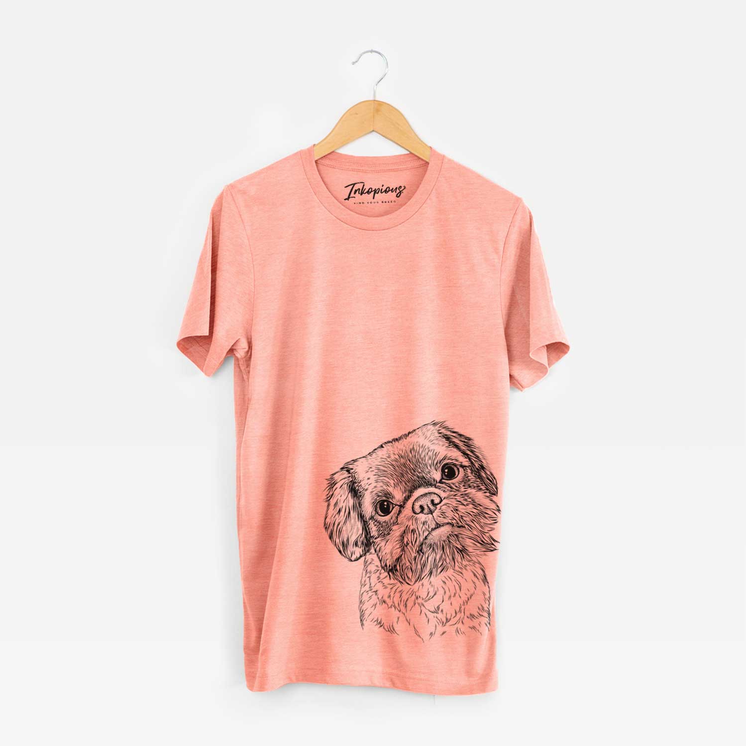 Hand-drawn sketch of Rufus the Shiffon on a Sunset Unisex crewneck