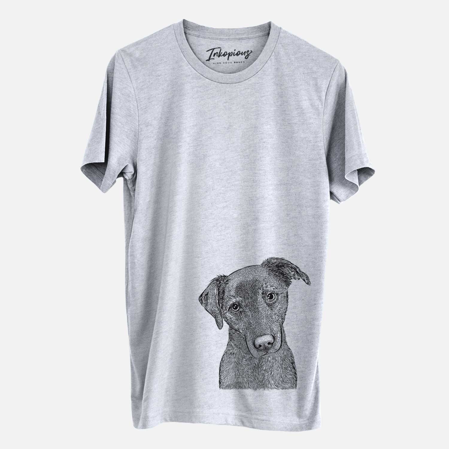 Hand-drawn sketch of Sadie the Whipador on a Grey Unisex crewneck