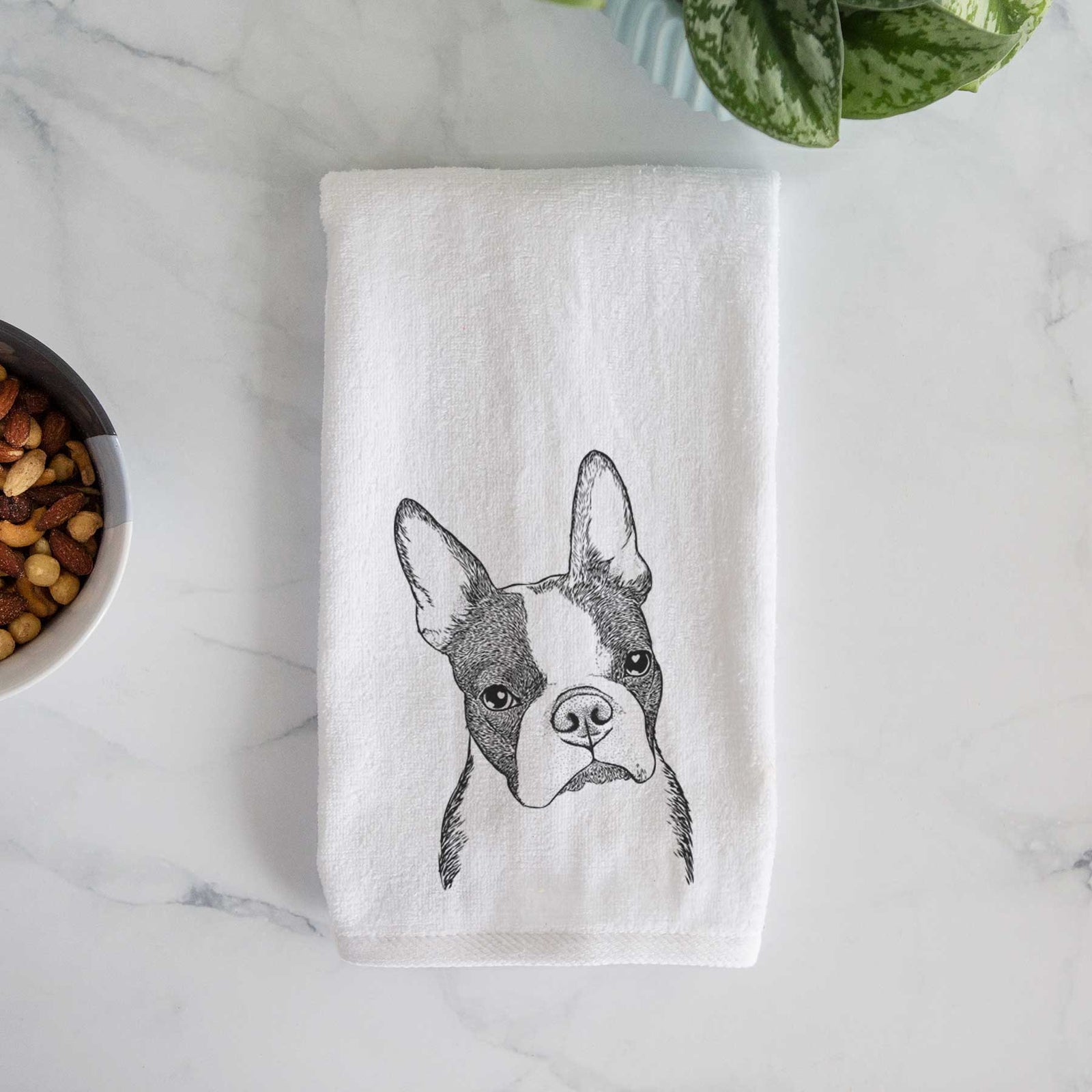 Samuel the Boston Terrier Decorative Hand Towel