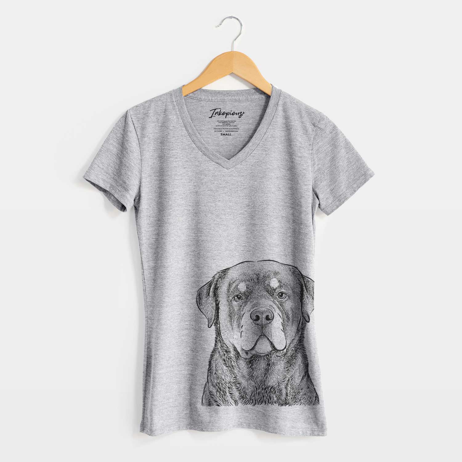 Bare Sarge the Rottweiler - Women's V-neck Shirt