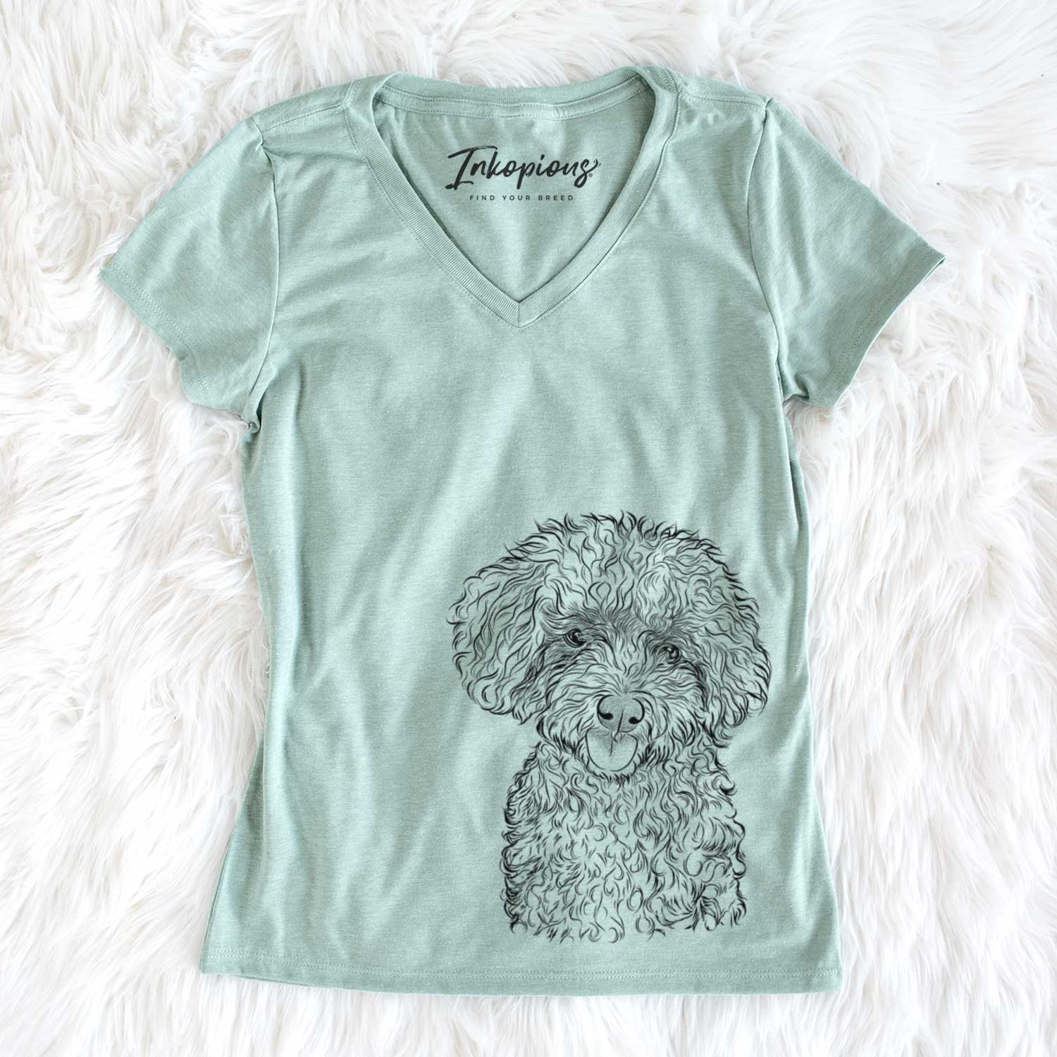 Bare Satsu the Micro Teacup Poodle - Women's V-neck Shirt