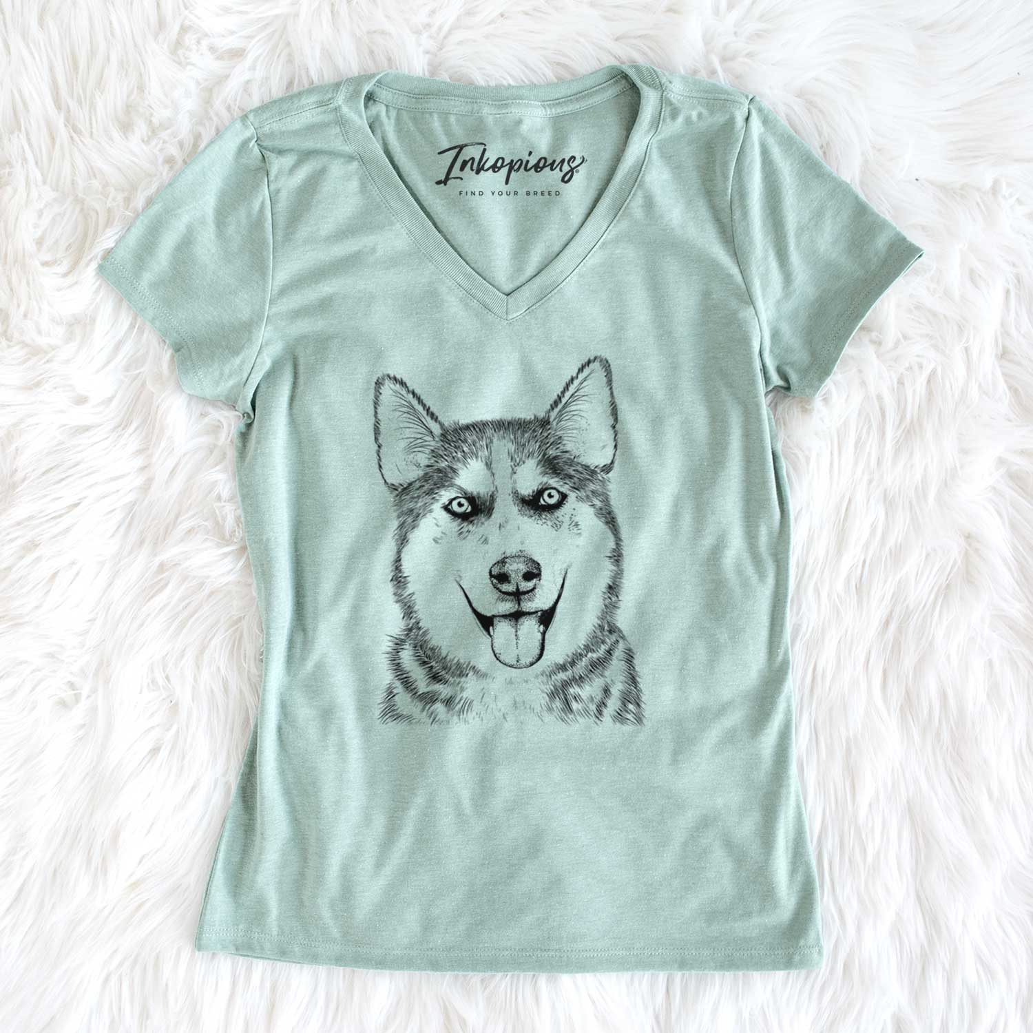 Bare Sesi the Siberian Husky - Women's V-neck Shirt