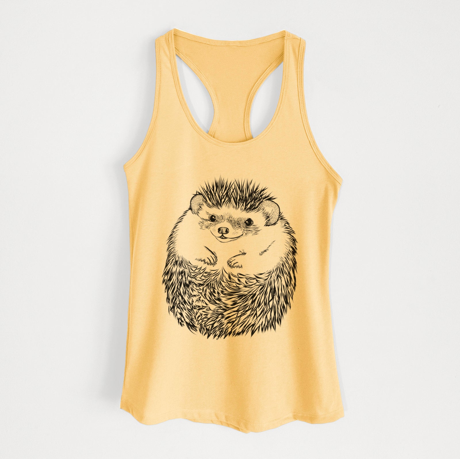 Hand-drawn sketch of Sid the Hedgehog on a Banana Cream Women's racerback tanktop