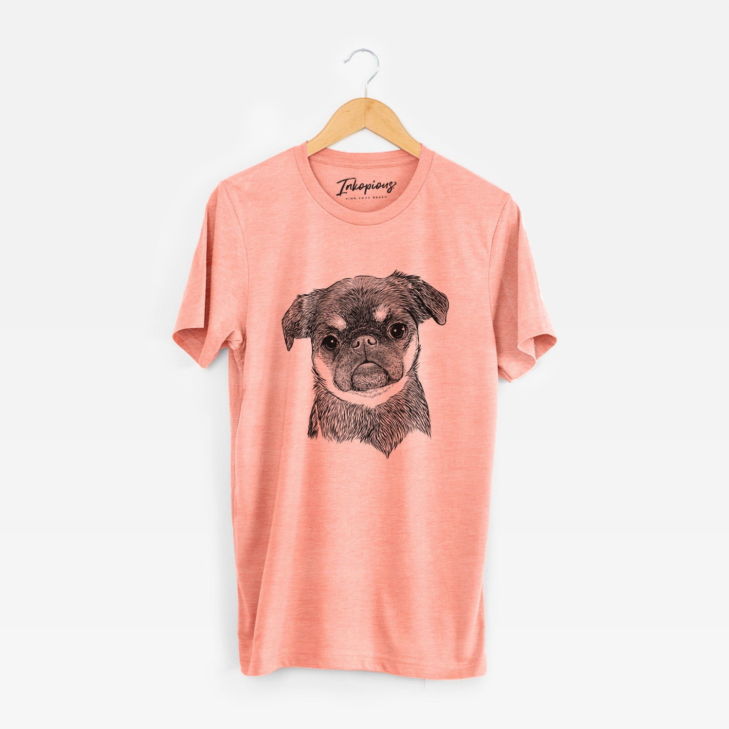 Hand-drawn sketch of Simone the Brussels Griffon on a Sunset Unisex crewneck