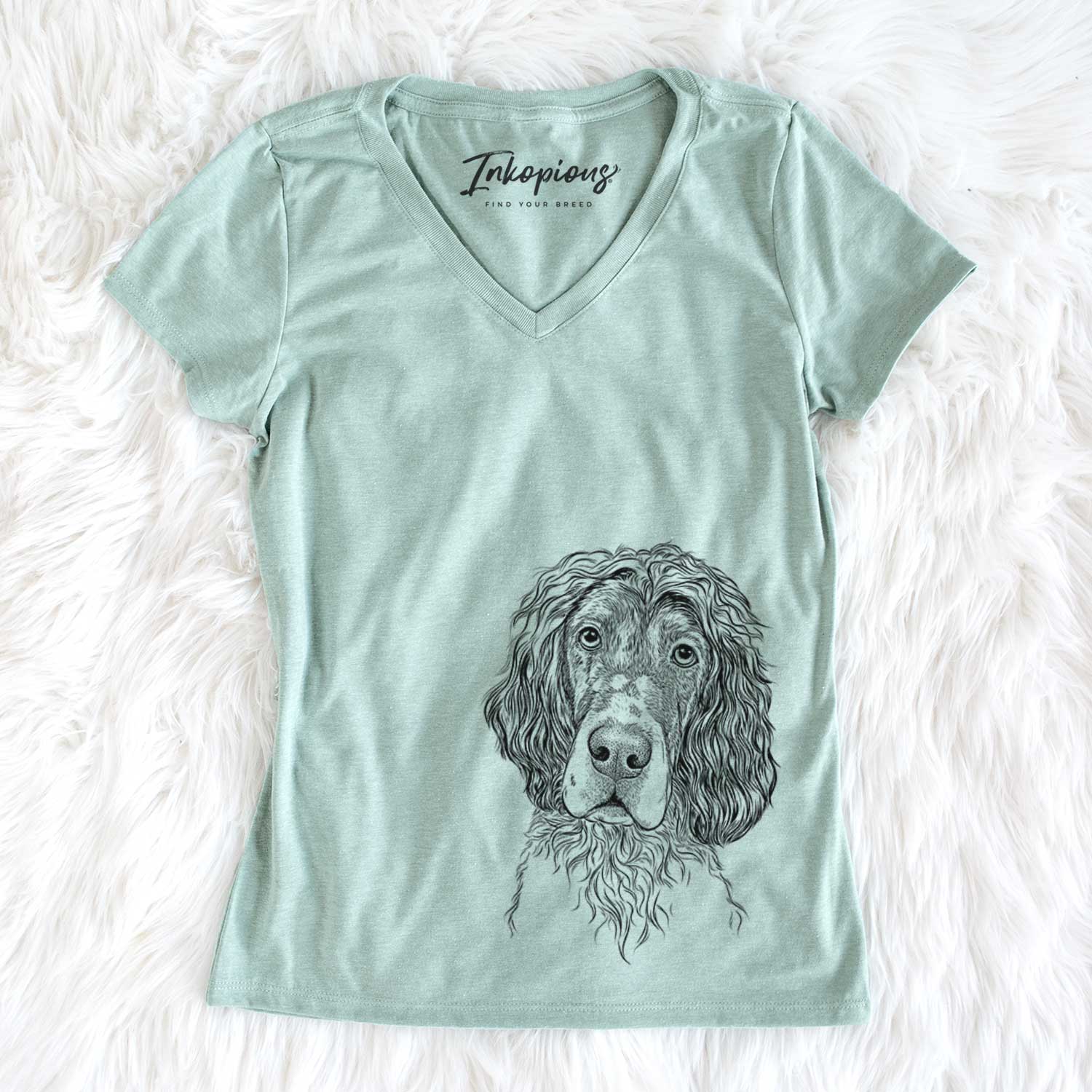 Bare Sir Rexford the Blue Belton English Setter - Women's V-neck Shirt