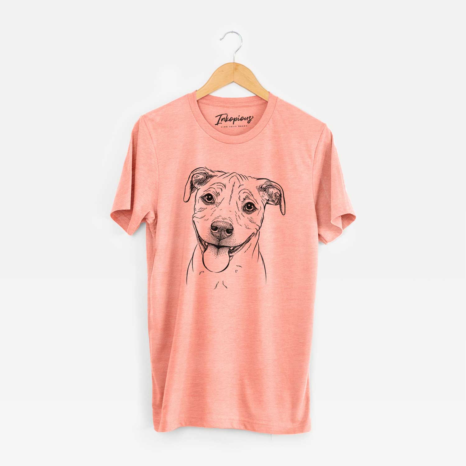 Hand-drawn sketch of Skye the Pitweiler on a Sunset Unisex crewneck