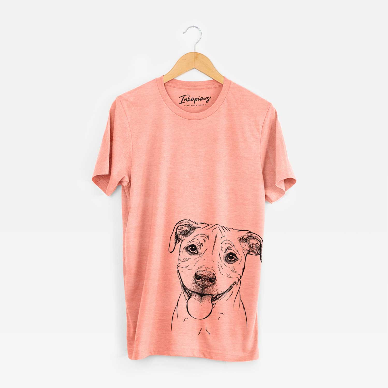 Hand-drawn sketch of Skye the Pitweiler on a Sunset Unisex crewneck
