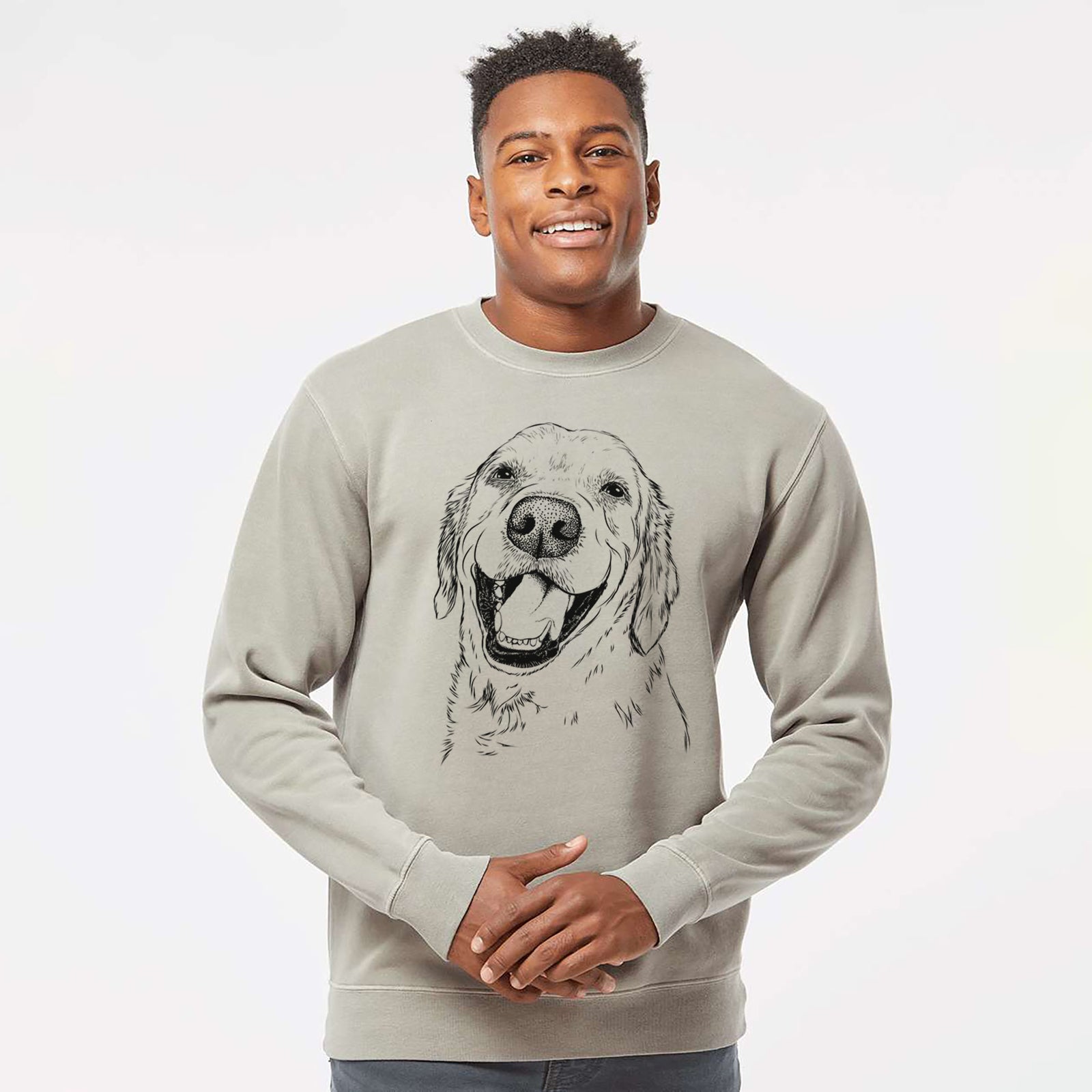 Bare Spanky the Golden Retriever - Unisex Pigment Dyed Crew Sweatshirt