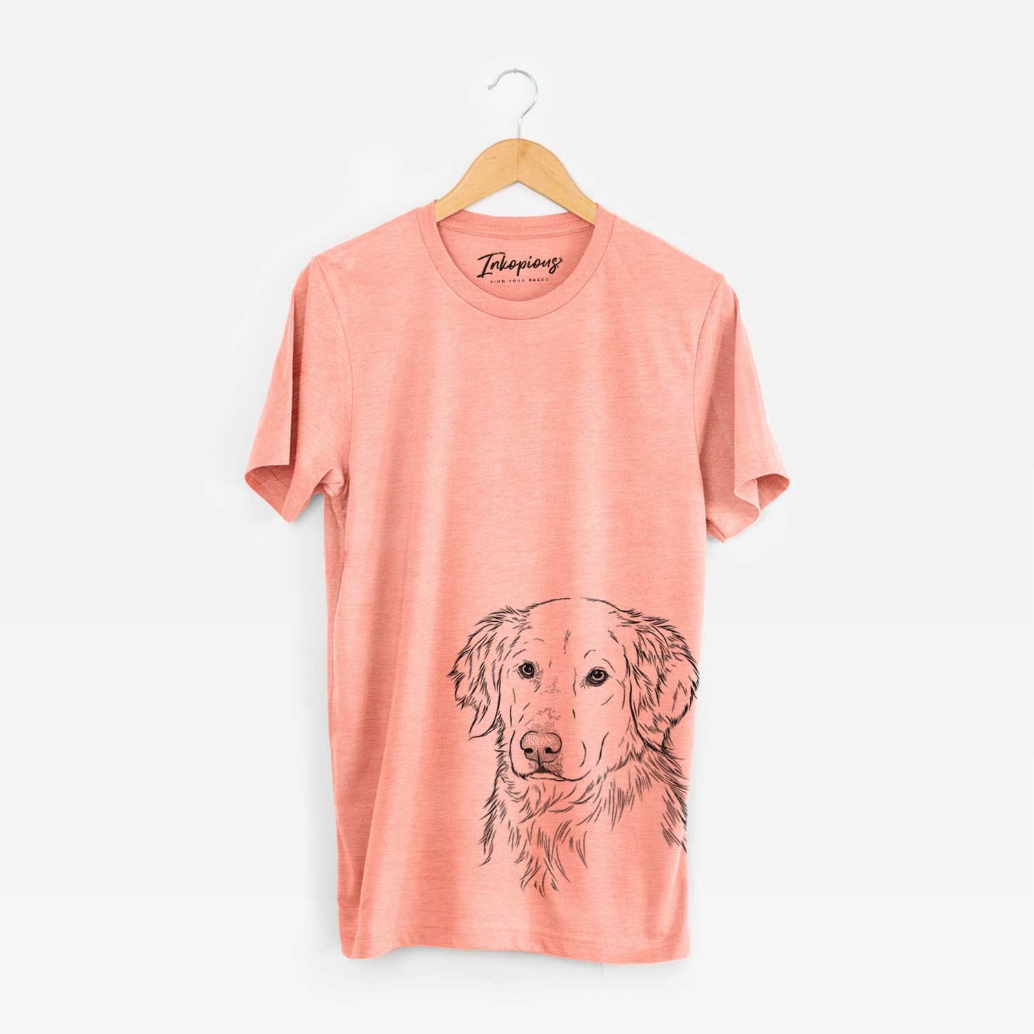 Hand-drawn sketch of Spencer the Golden Retriever on a Sunset Unisex crewneck
