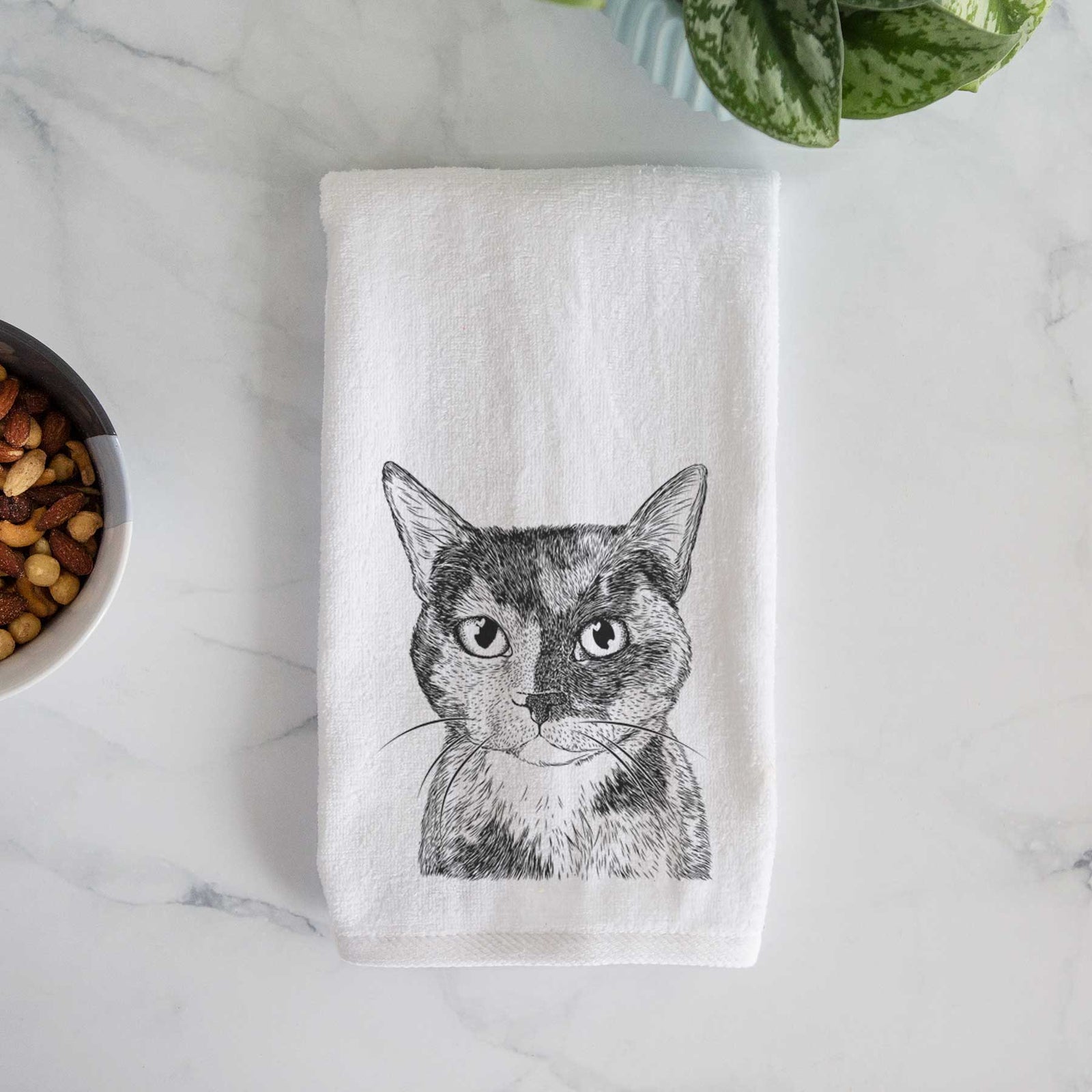 Spooky Kitty the Tortoiseshell Cat Decorative Hand Towel