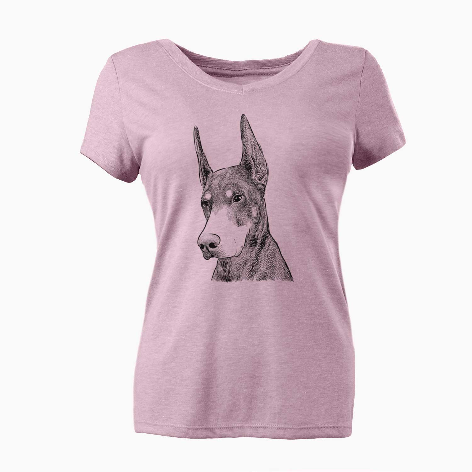 Bare Sunny the Doberman Pinscher - Women's V-neck Shirt