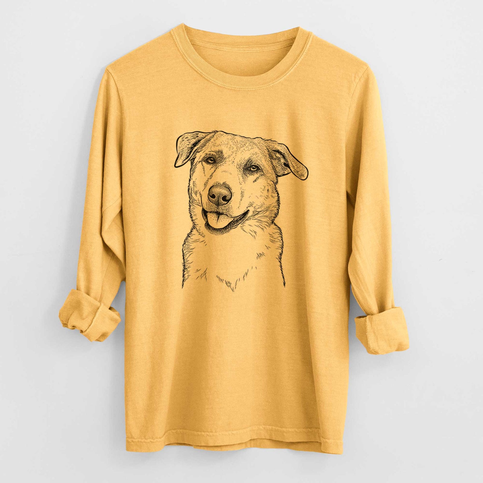 Bare Sydney the Great Pyrenees Australian Shepherd Mix - Heavyweight 100% Cotton Long Sleeve