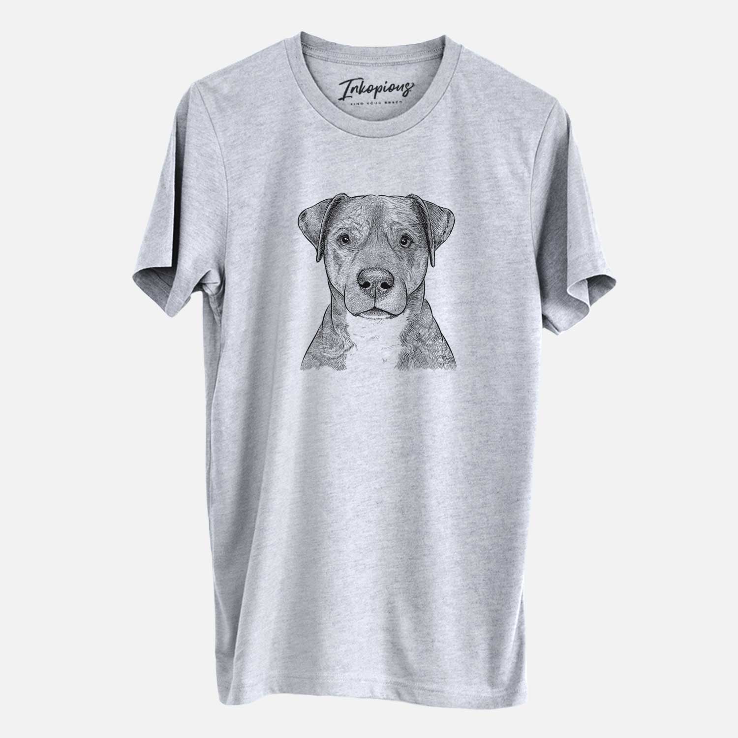 Hand-drawn sketch of TedE the Mixed Breed on a Grey Unisex crewneck