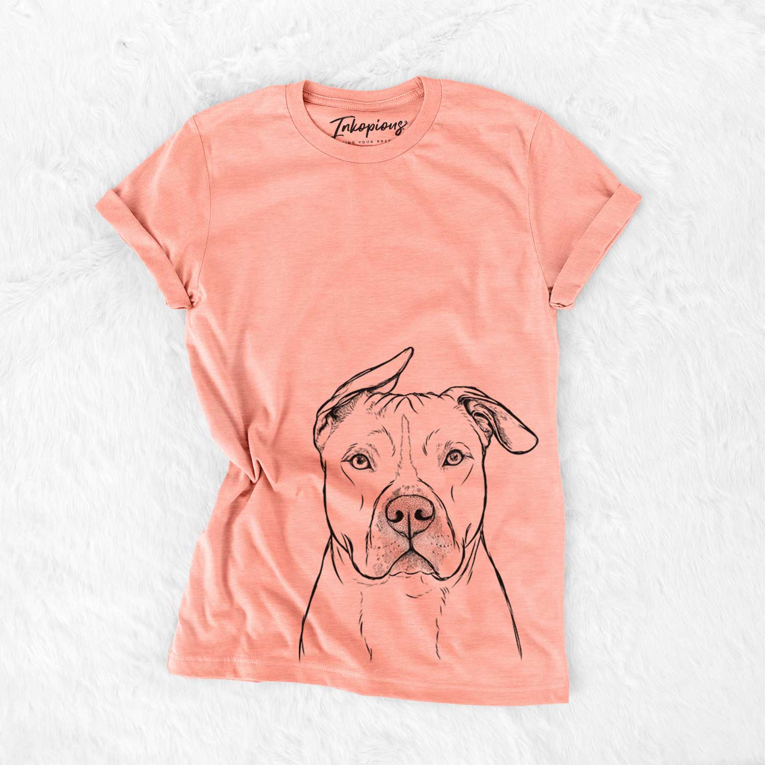 Hand-drawn sketch of Teddy Jam the Pitbull on a Sunset Bella Canvas Unisex Crewneck