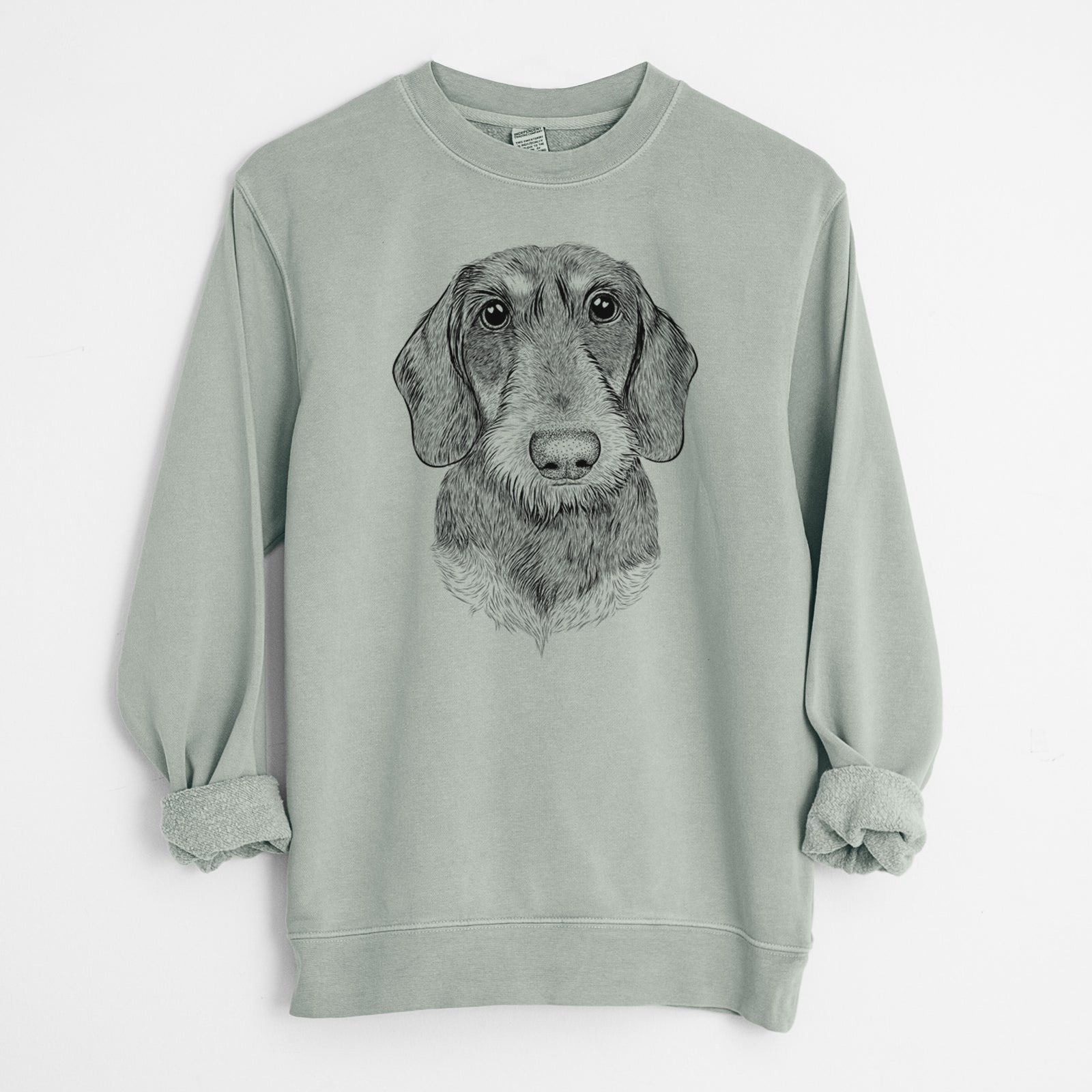 Bare Truman the Wirehaired Dachshund - Unisex Pigment Dyed Crew Sweatshirt