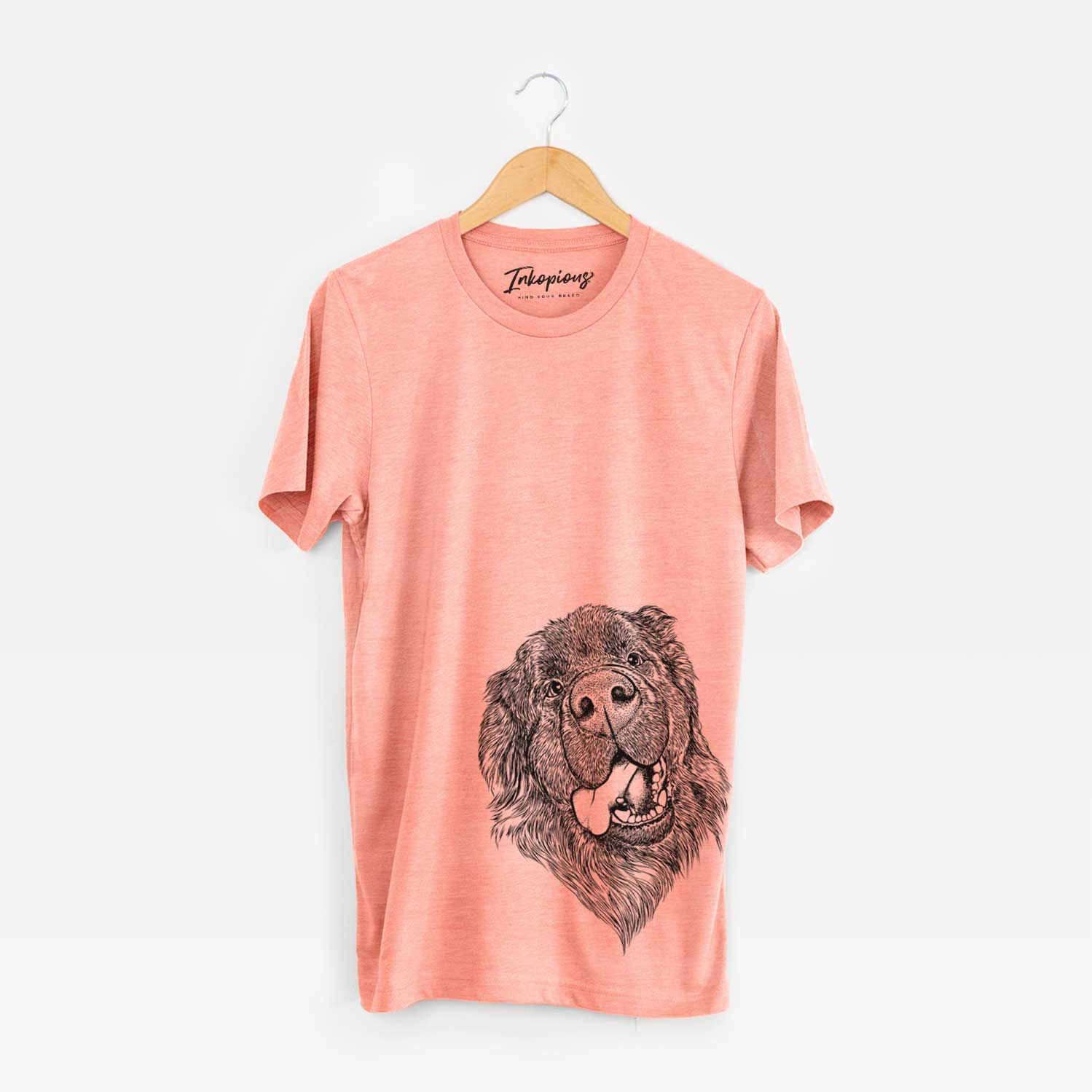 Hand-drawn sketch of Tuna the Newfoundland on a Sunset Unisex crewneck