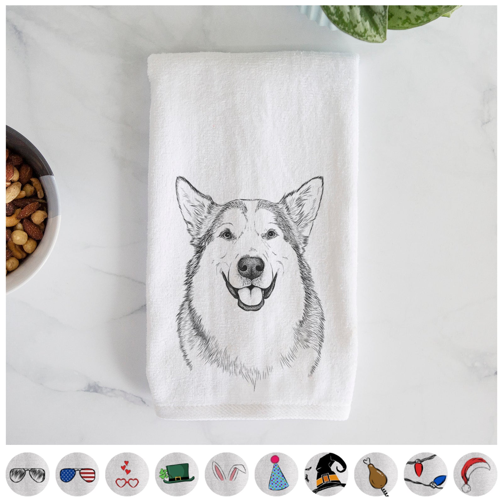Vader the Alaskan Malamute Decorative Hand Towel