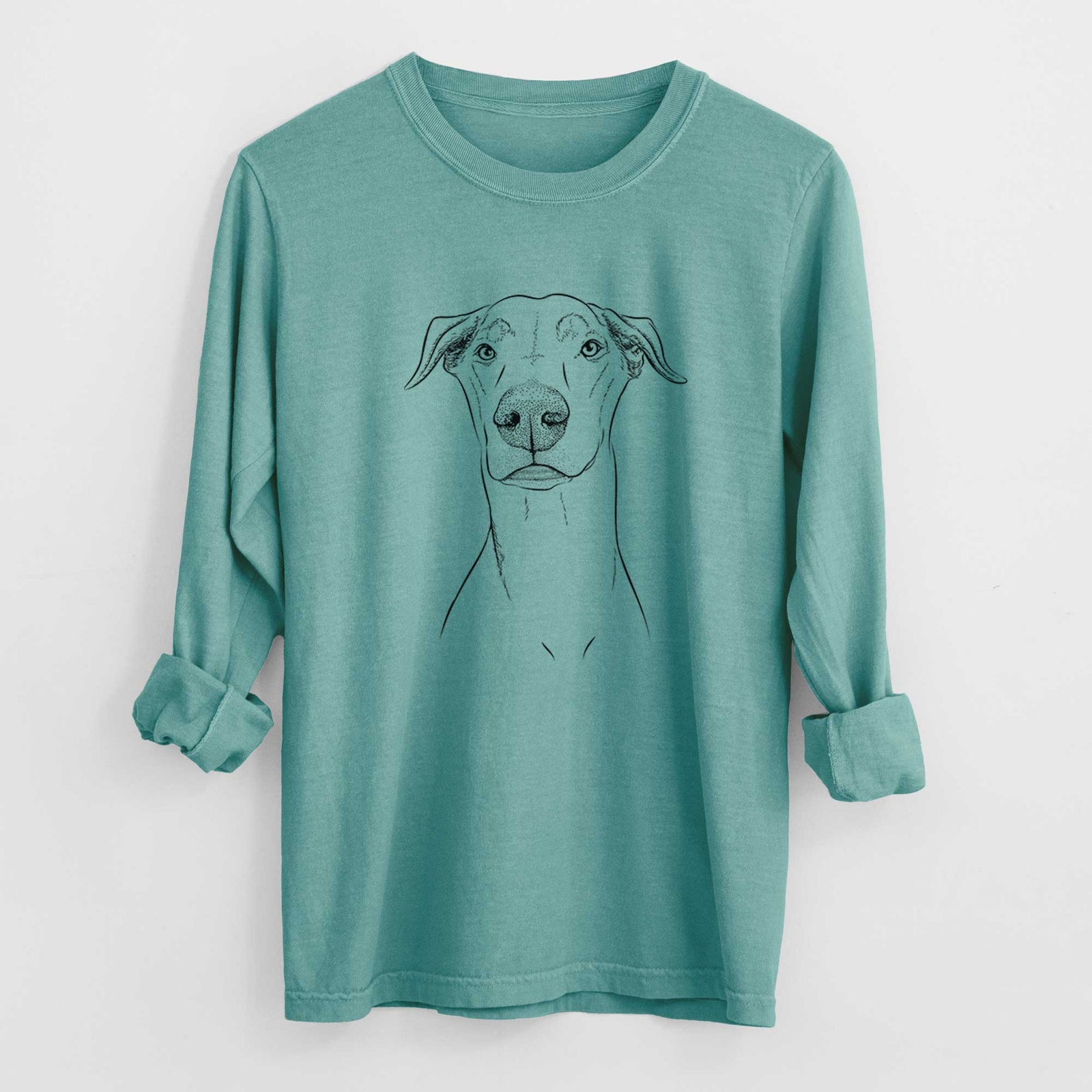 Bare Walter the White Doberman Rescue - Heavyweight 100% Cotton Long Sleeve