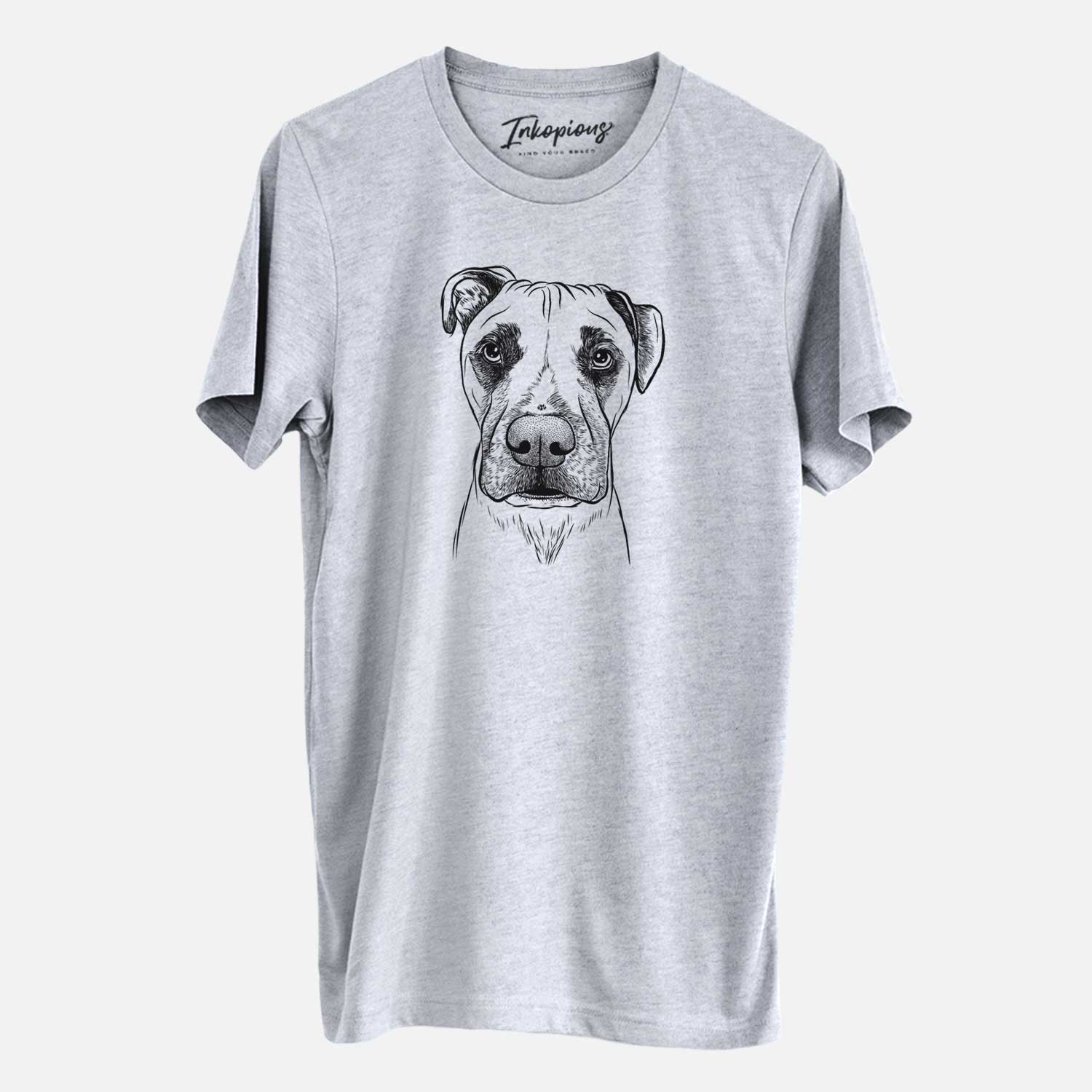 Hand-drawn sketch of Waylon the Boxane on a Grey Unisex crewneck