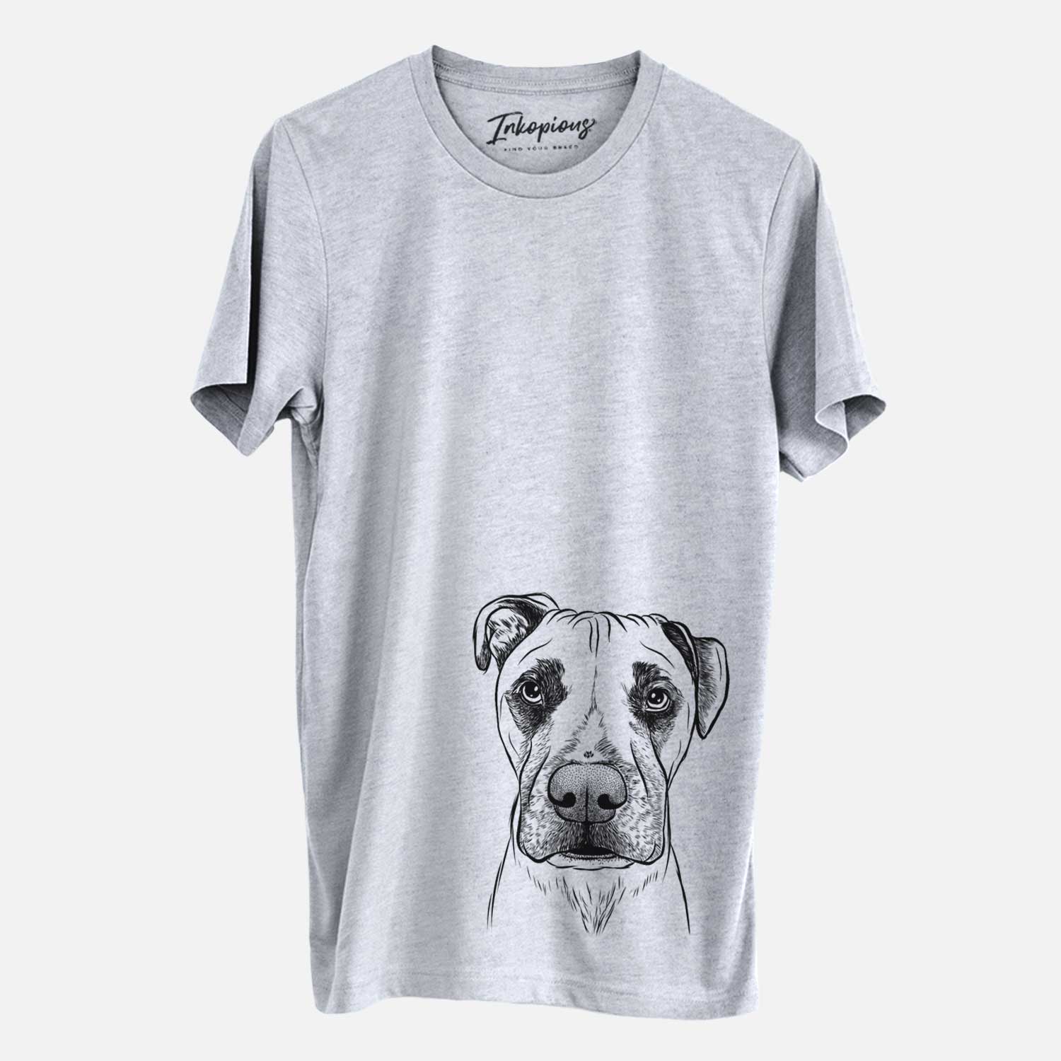 Hand-drawn sketch of Waylon the Boxane on a Grey Unisex crewneck