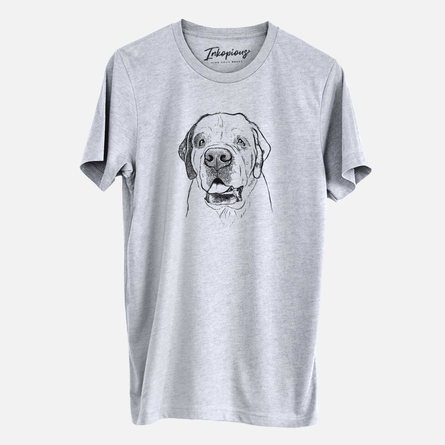 Hand-drawn sketch of Wendy the Saint Bernard on a Grey Unisex crewneck