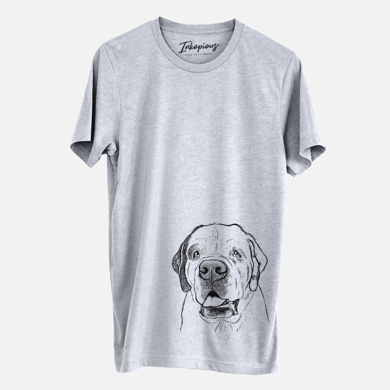 Hand-drawn sketch of Wendy the Saint Bernard on a Grey Unisex crewneck
