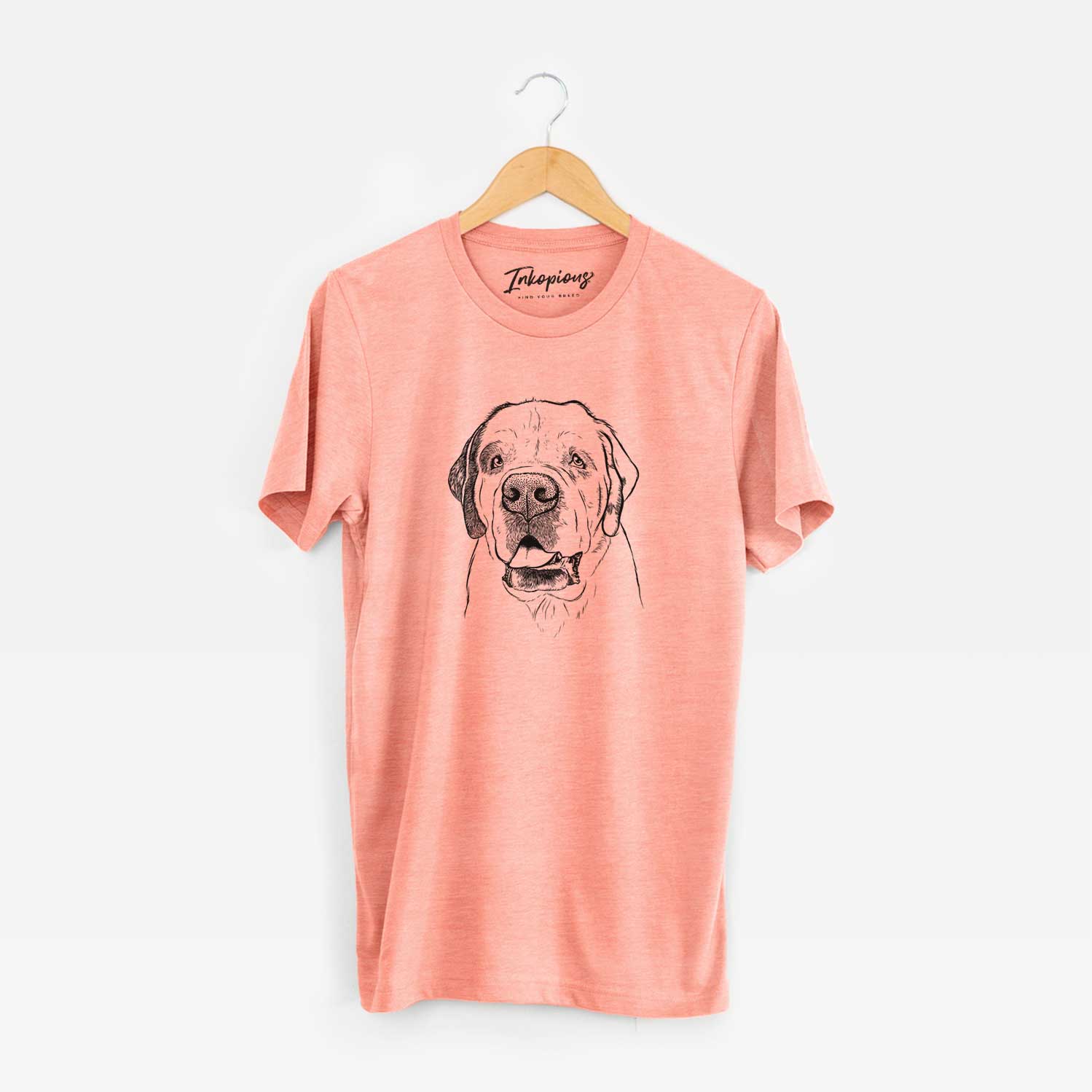 Hand-drawn sketch of Wendy the Saint Bernard on a Sunset Unisex crewneck