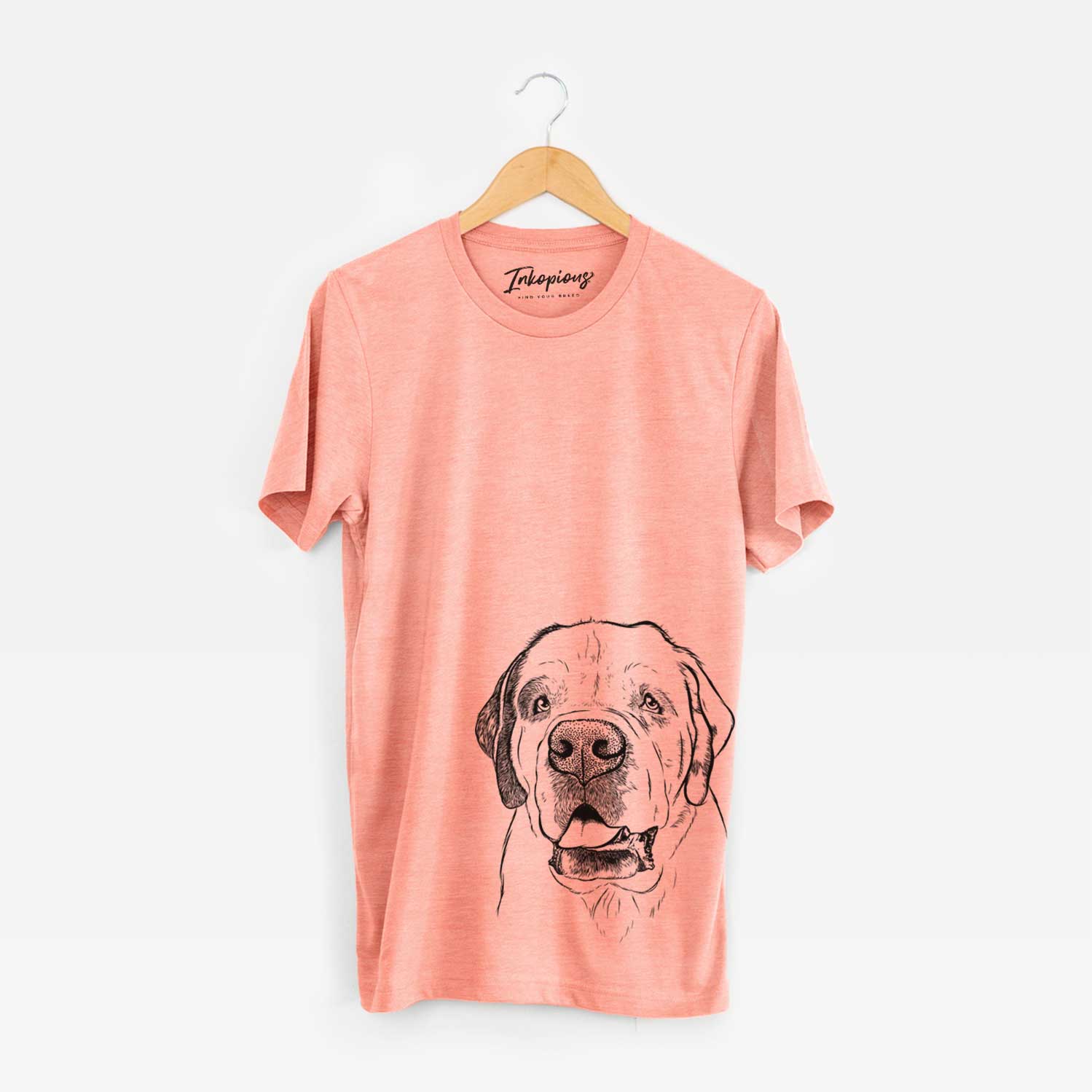 Hand-drawn sketch of Wendy the Saint Bernard on a Sunset Unisex crewneck
