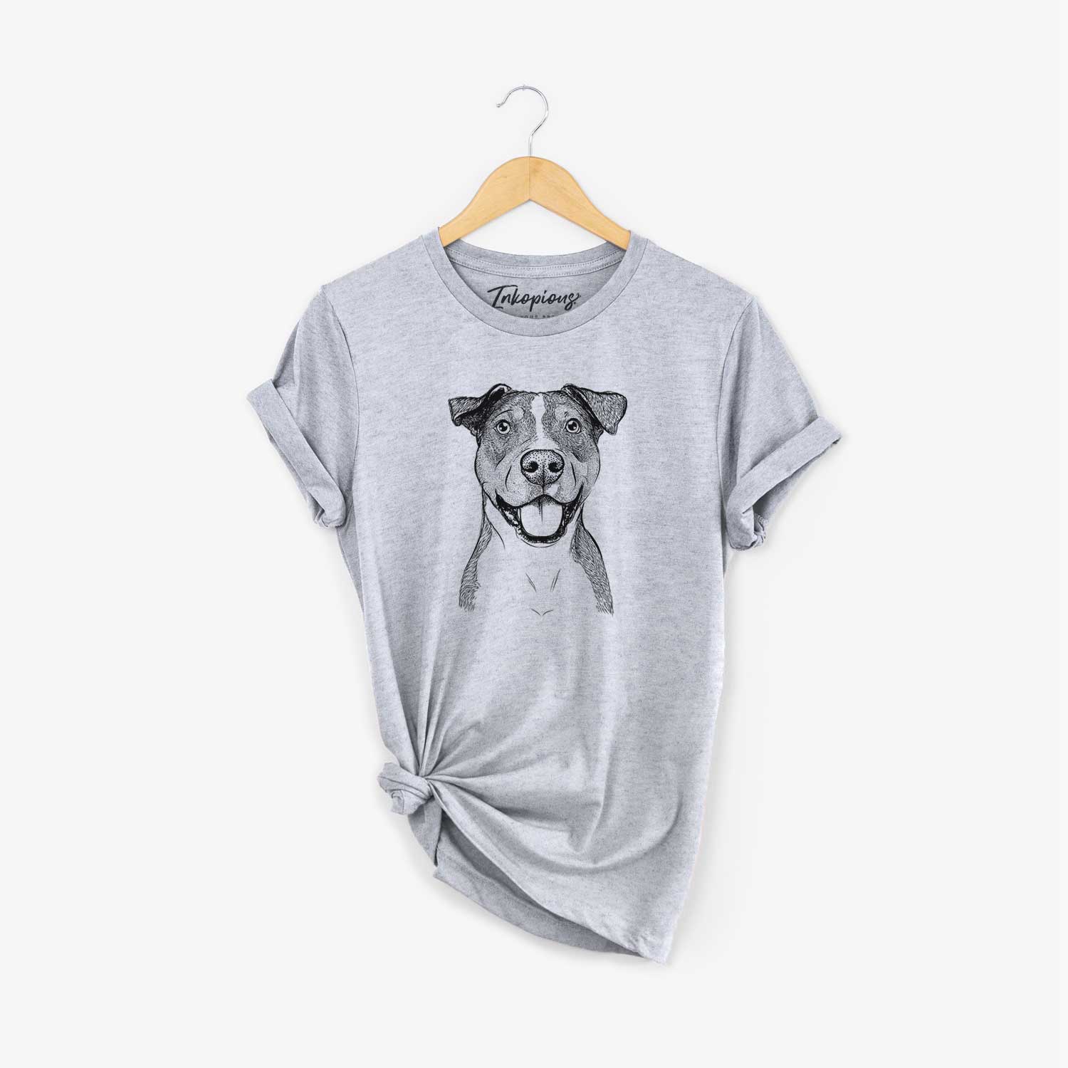 Hand-drawn sketch of Wendy the Mixed Breed on a Grey Unisex crewneck