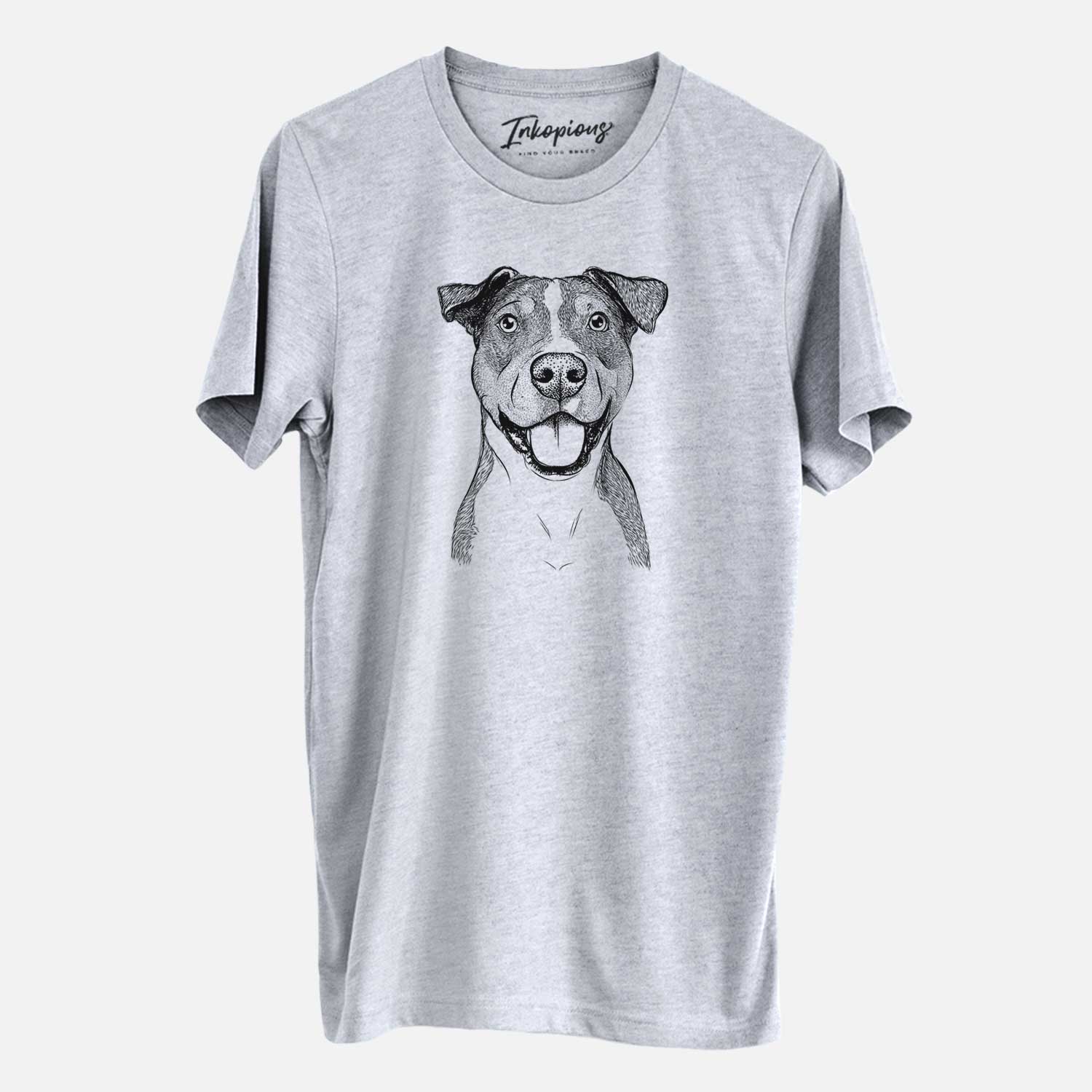 Hand-drawn sketch of Wendy the Mixed Breed on a Grey Unisex crewneck