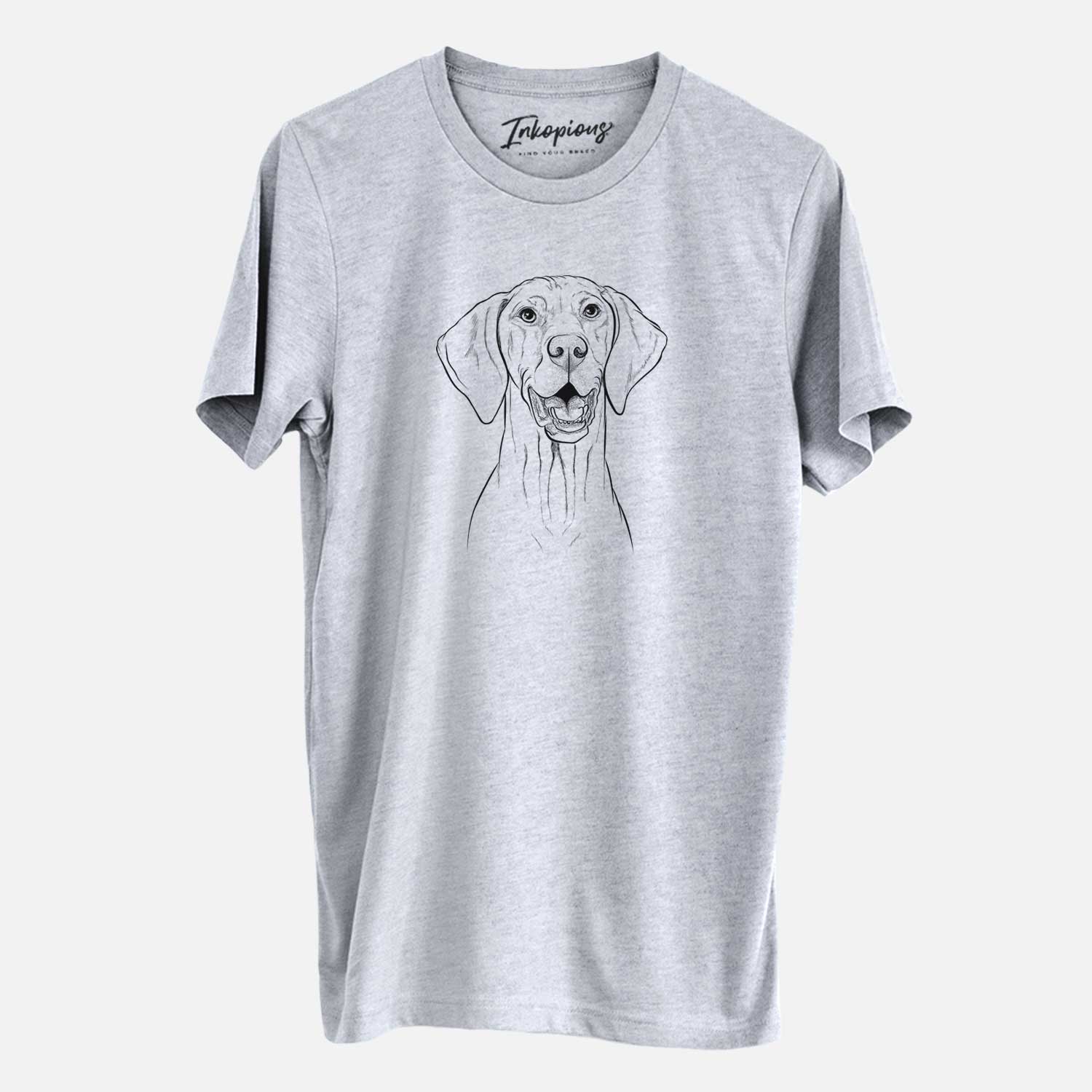 Hand-drawn sketch of Wesley the Vizsla on a Grey Unisex crewneck