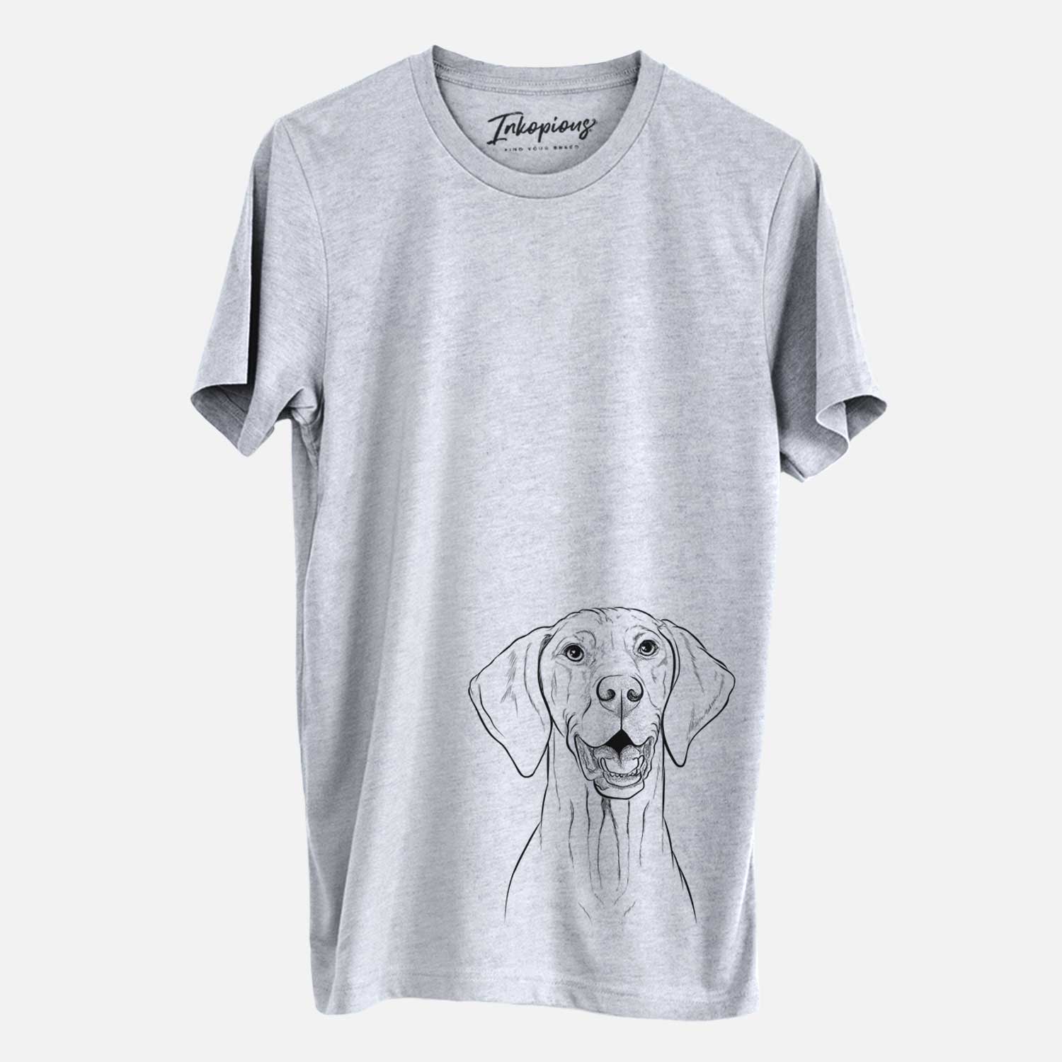 Hand-drawn sketch of Wesley the Vizsla on a Grey Unisex crewneck