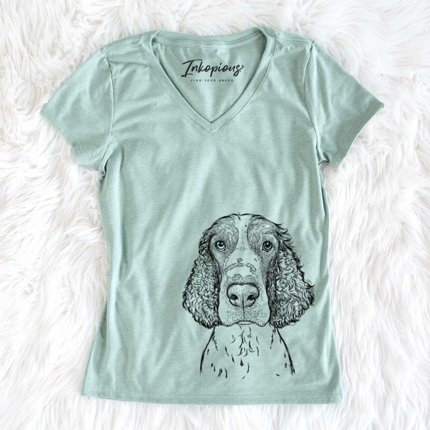 Bare Wilbur the English Springer Spaniel - Women's V-neck Shirt