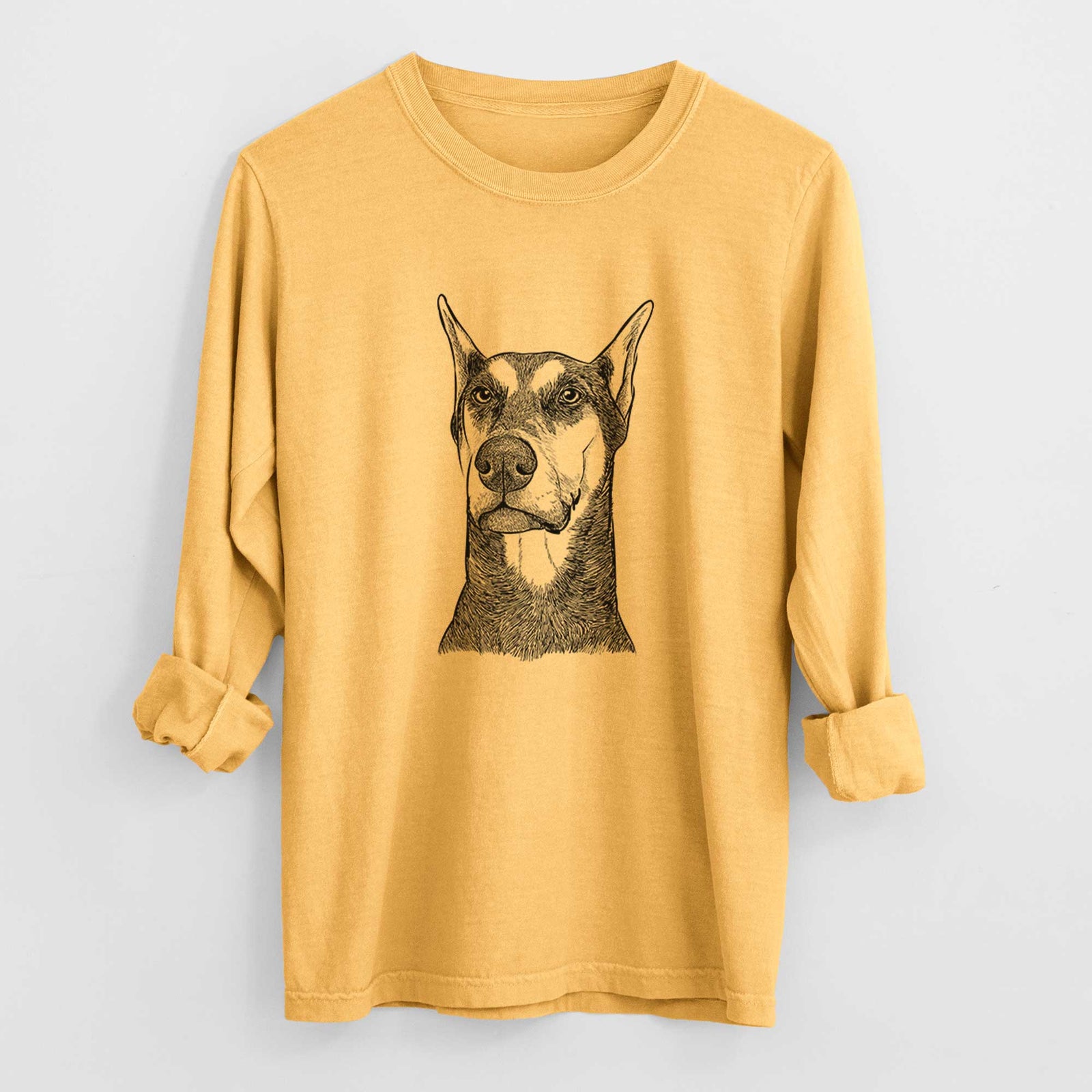 Bare Zeus the Doberman Pinscher - Heavyweight 100% Cotton Long Sleeve
