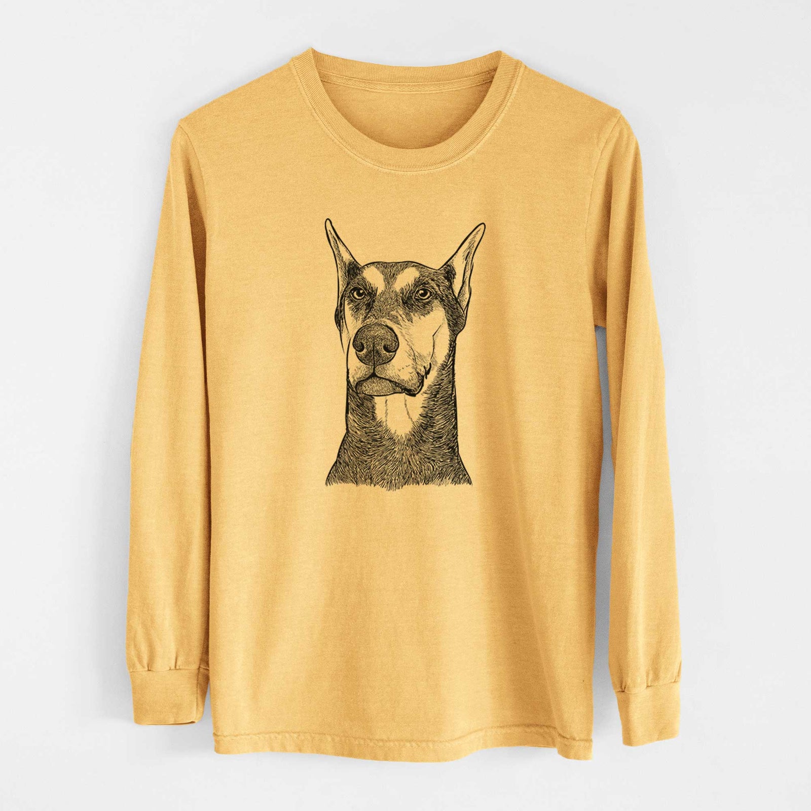 Bare Zeus the Doberman Pinscher - Heavyweight 100% Cotton Long Sleeve