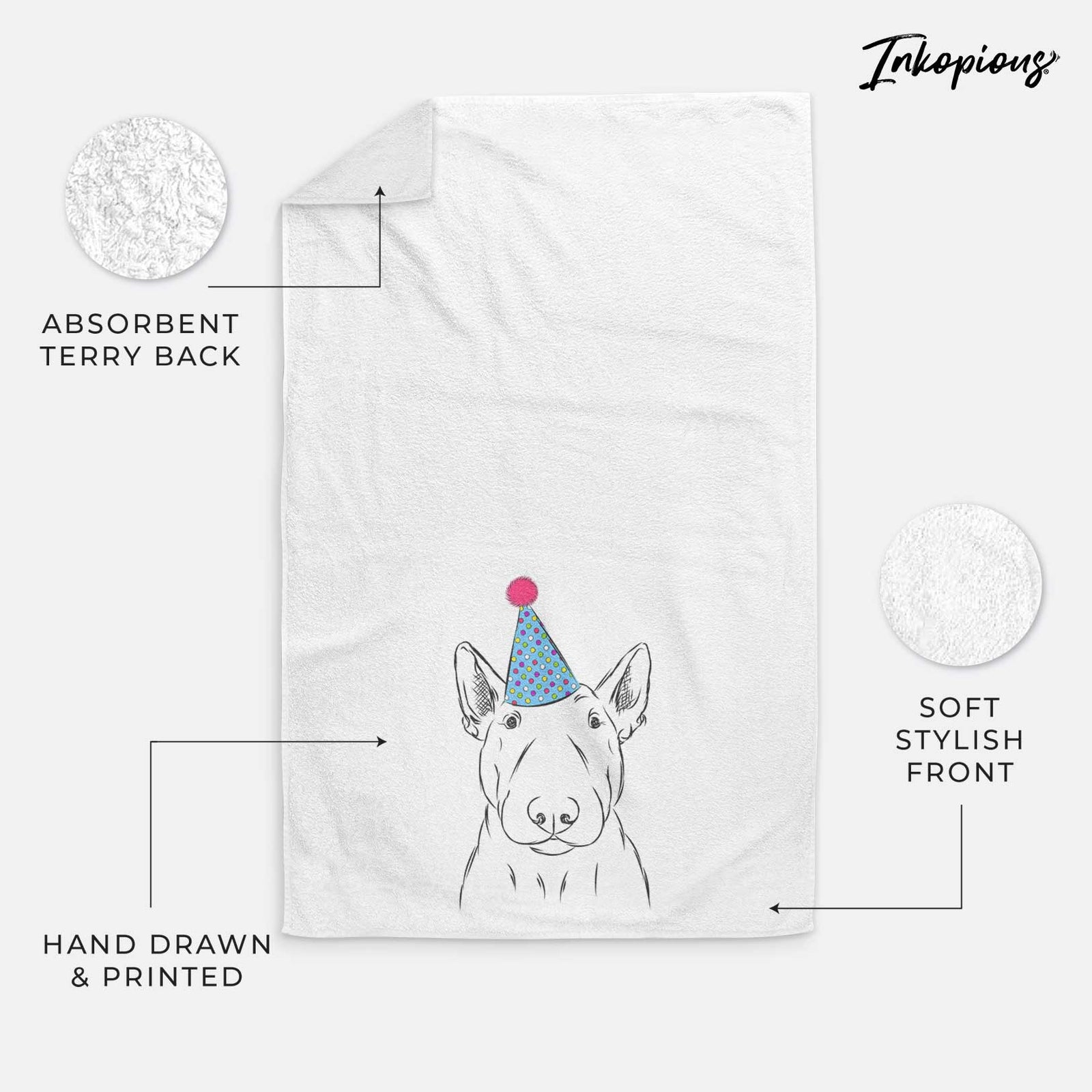 Jett the Bull Terrier Decorative Hand Towel
