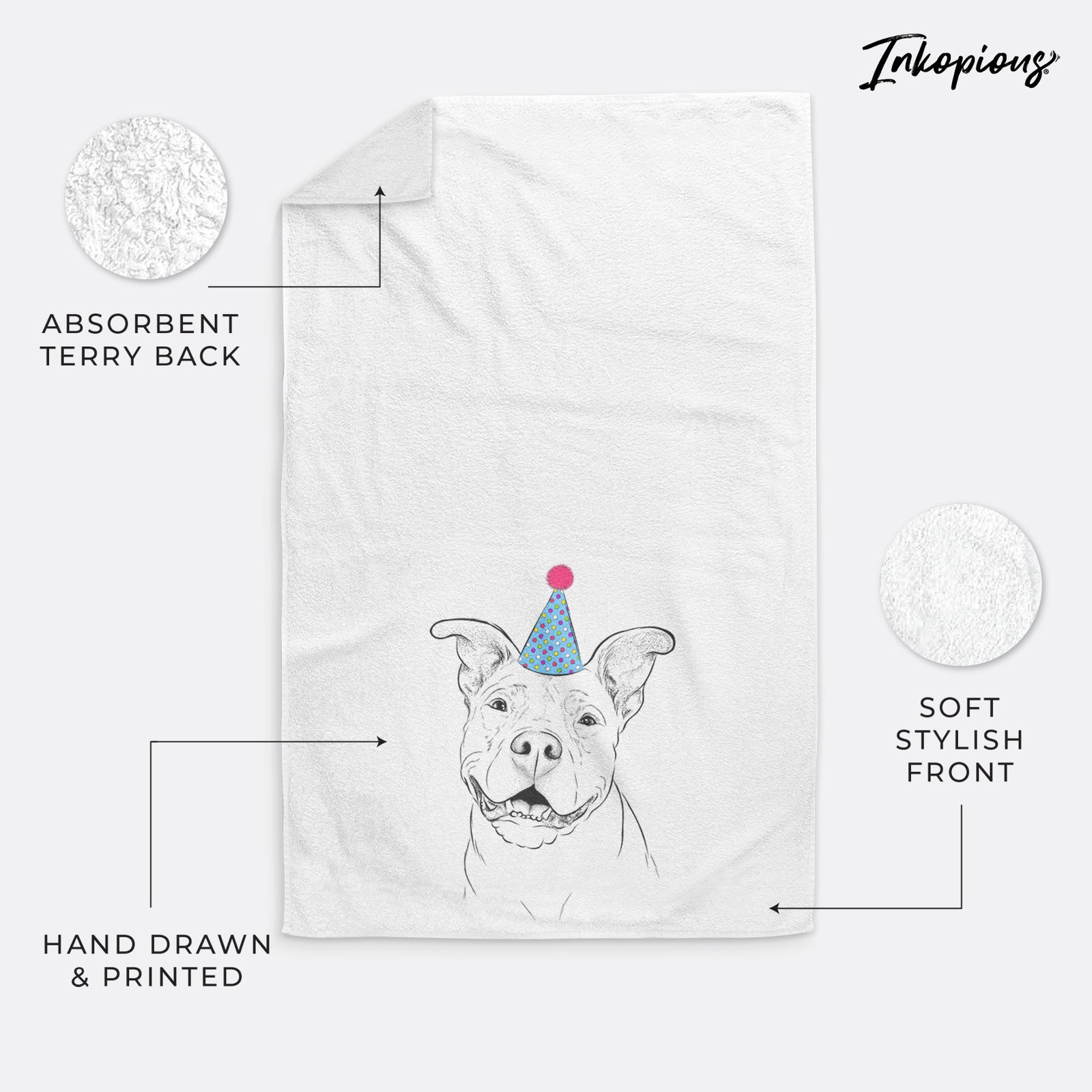 Malibu the Staffordshire Terrier/Pitbull Mix Decorative Hand Towel