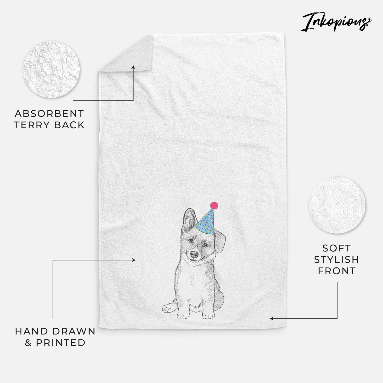 Toby the Corgi Puppy Decorative Hand Towel