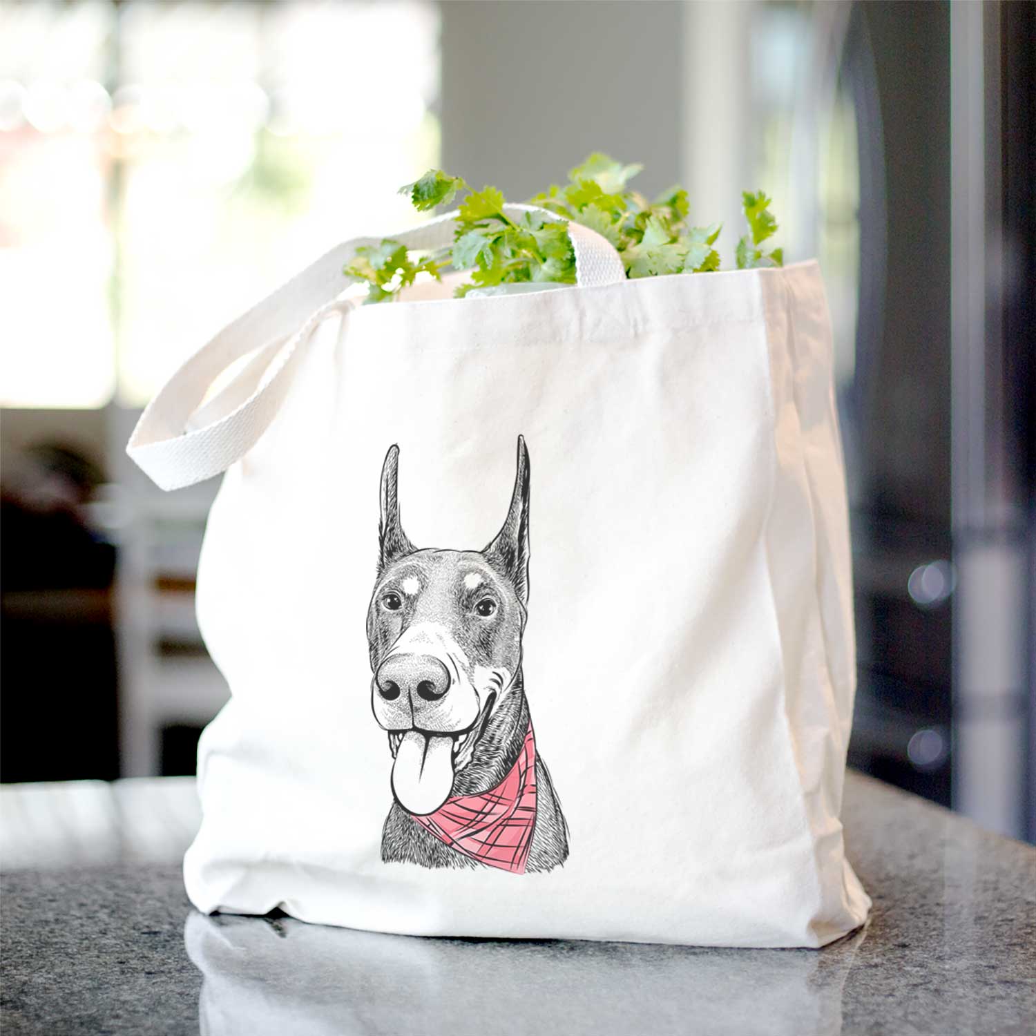 Happy Sunny the Doberman Pinscher - Tote Bag