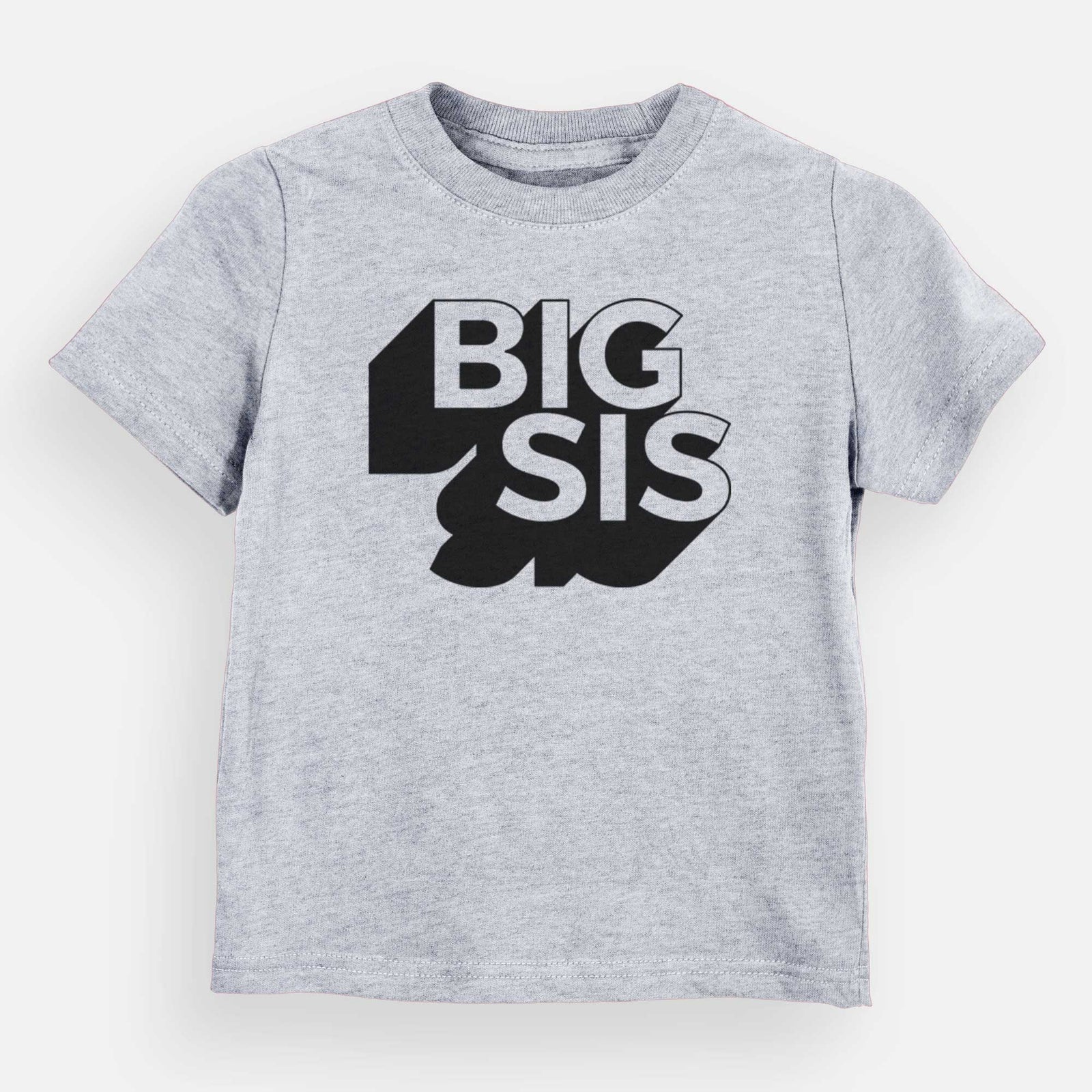 'Big Sis - Blockscape Collection' design on a Grey kids' shirt