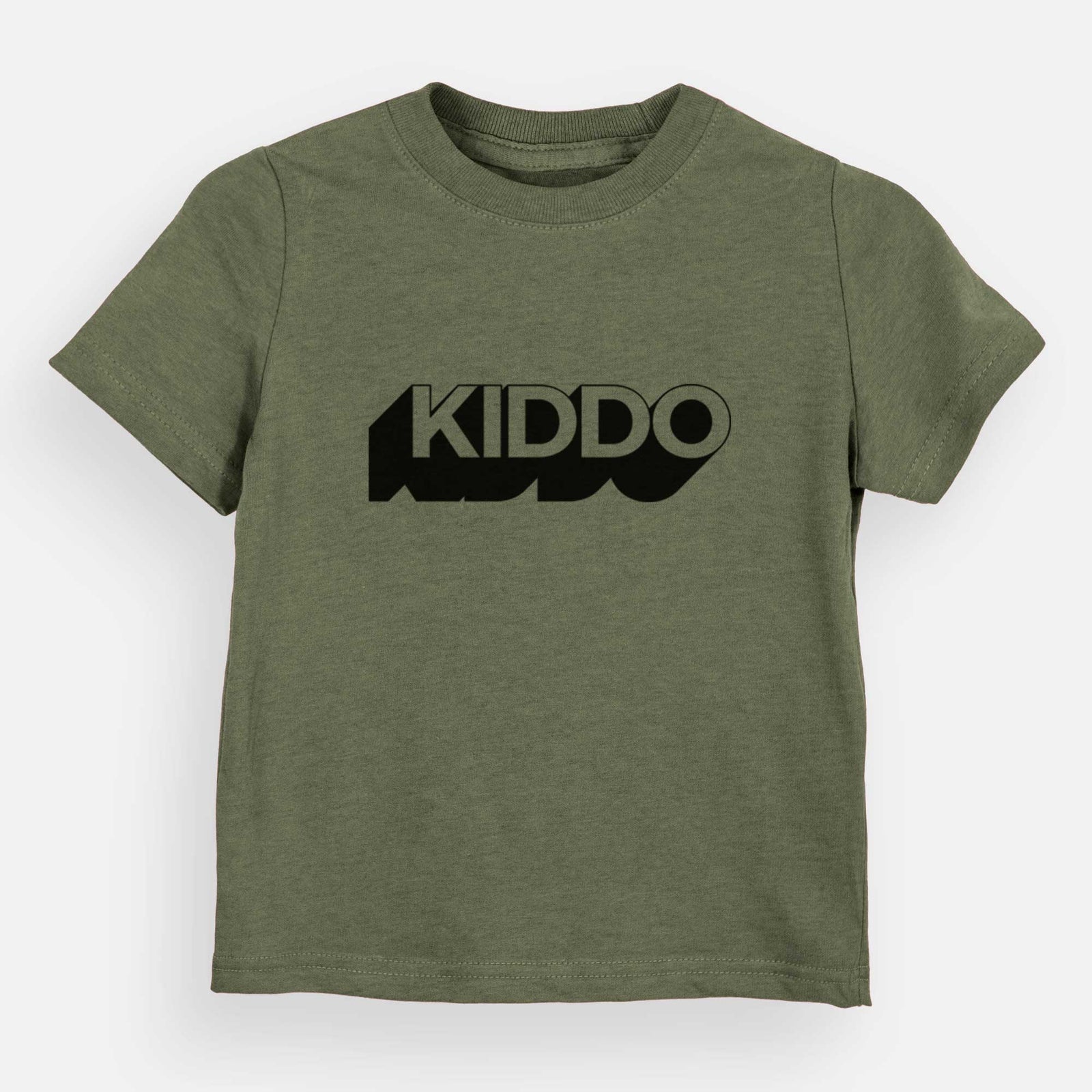 'Kiddo - Blockscape Collection' design on an Olive kids' shirt