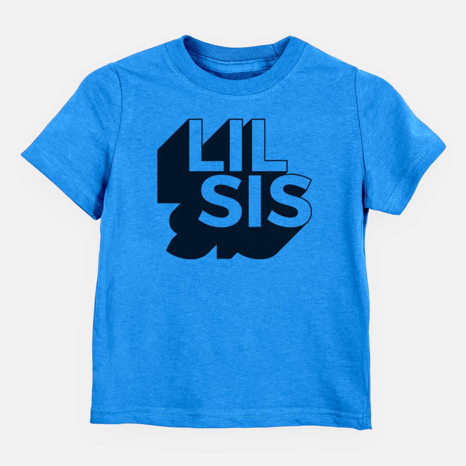 'Lil Sis - Blockscape Collection' design on a Blue kids' shirt